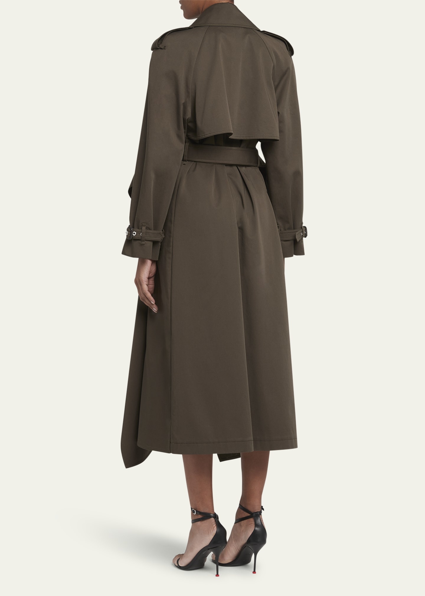 Alexander McQueen Draped Trench Coat with Belted Waist