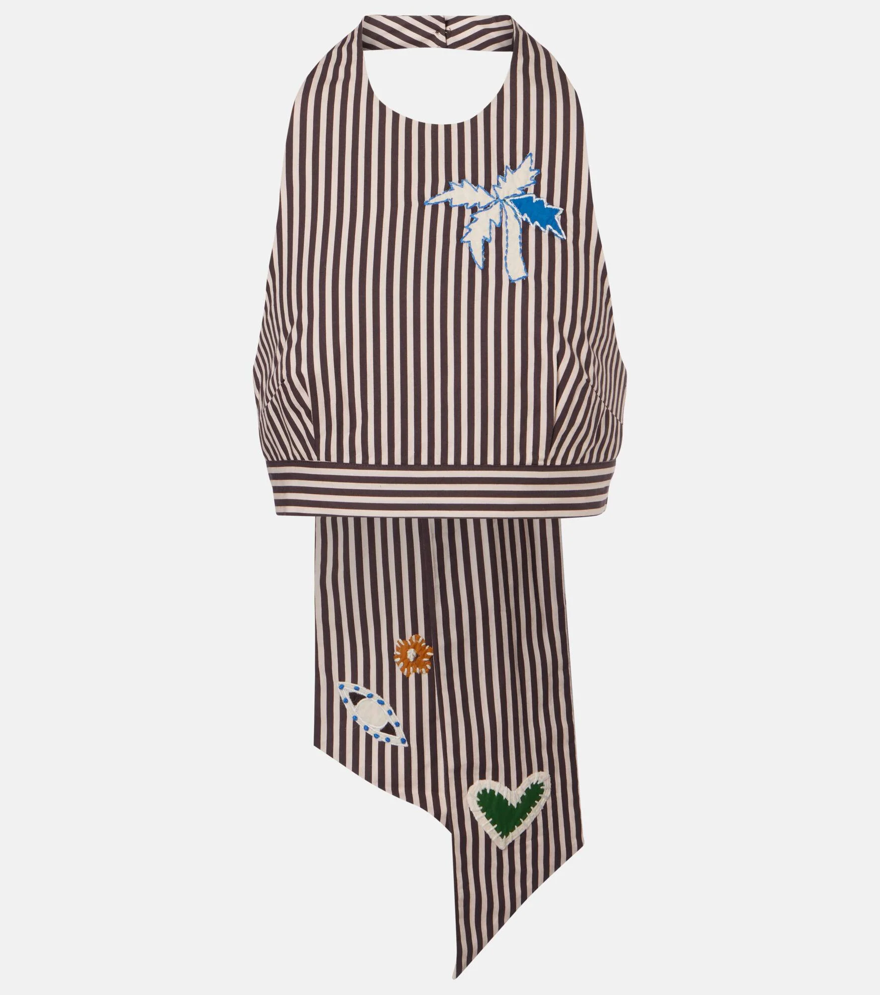 Sirocco embroidered striped cotton crop top - 1