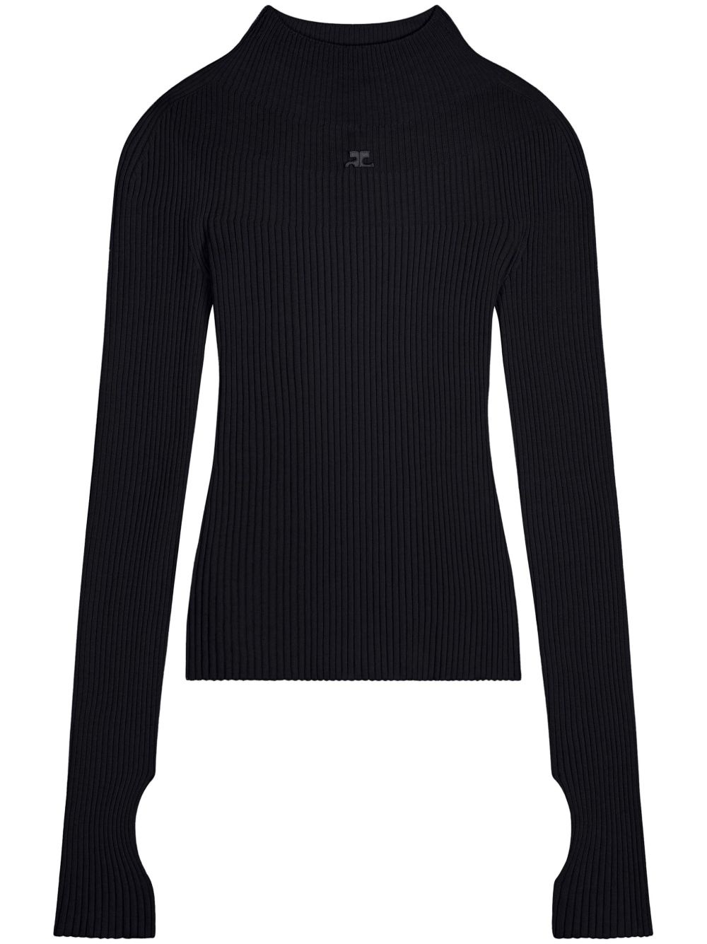 logo-embroidered ribbed jumper - 1