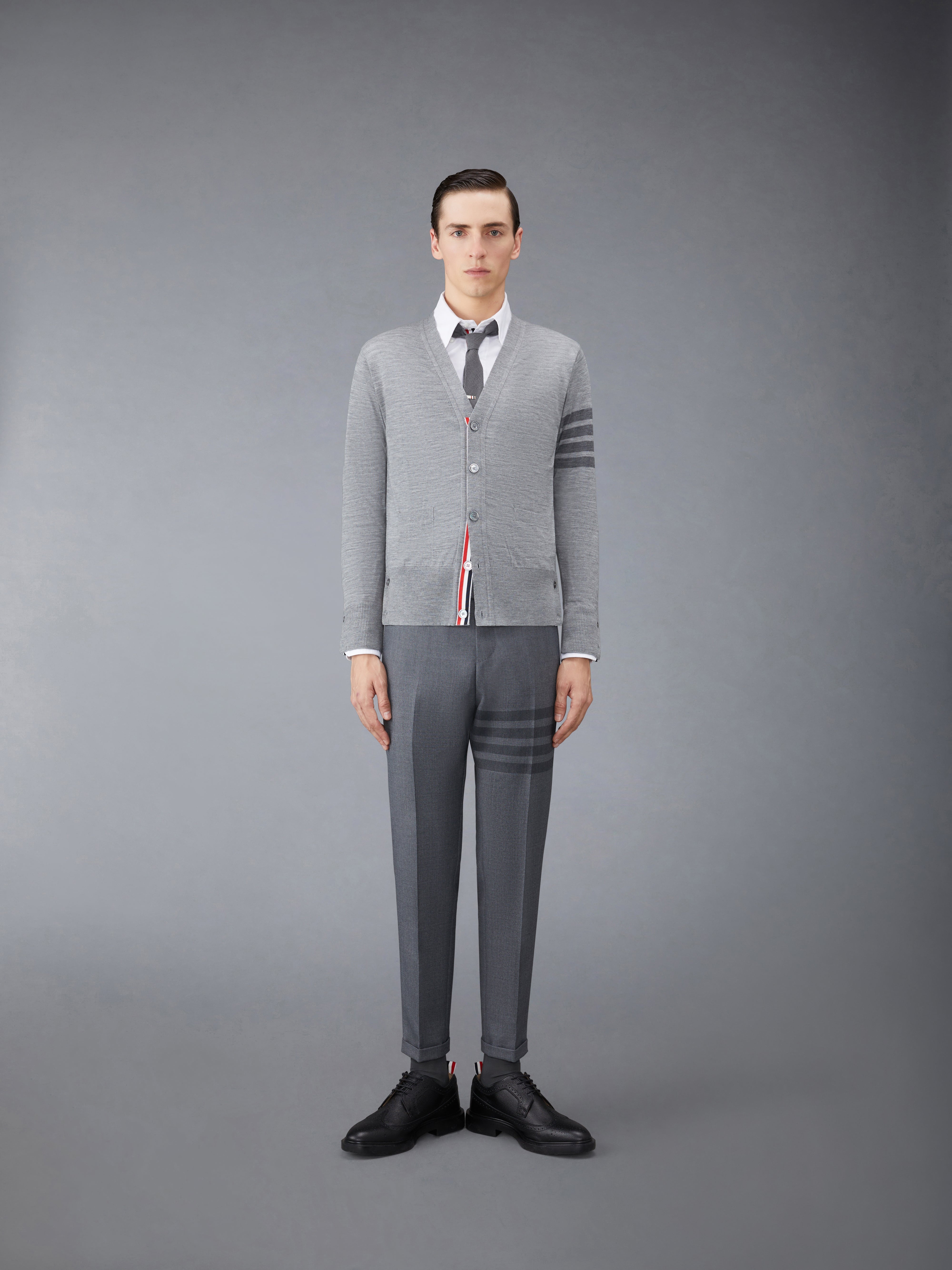 Wool 4-Bar V-Neck Cardigan - 3