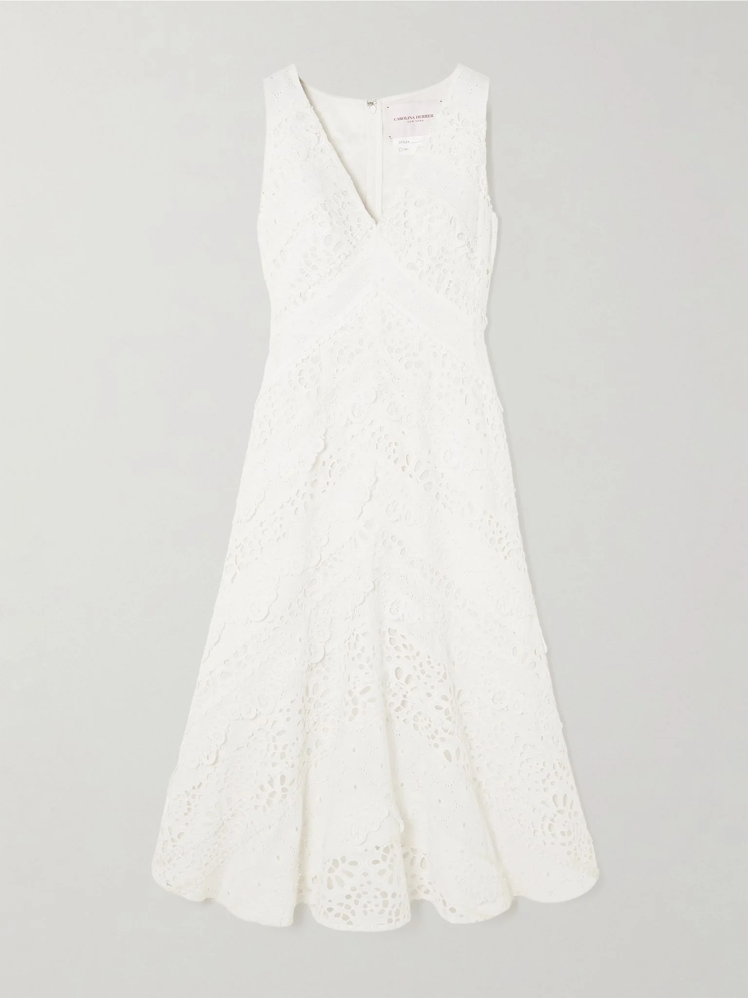 Broderie anglaise cotton midi dress White - 1