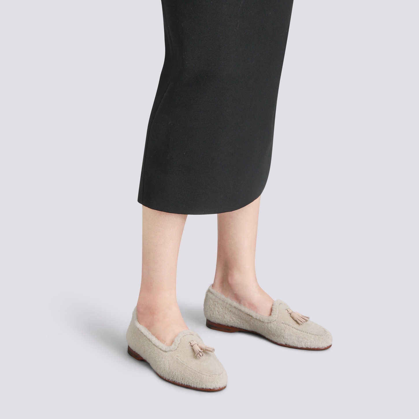 Women's beige fur Andrea tassel loafer - 2