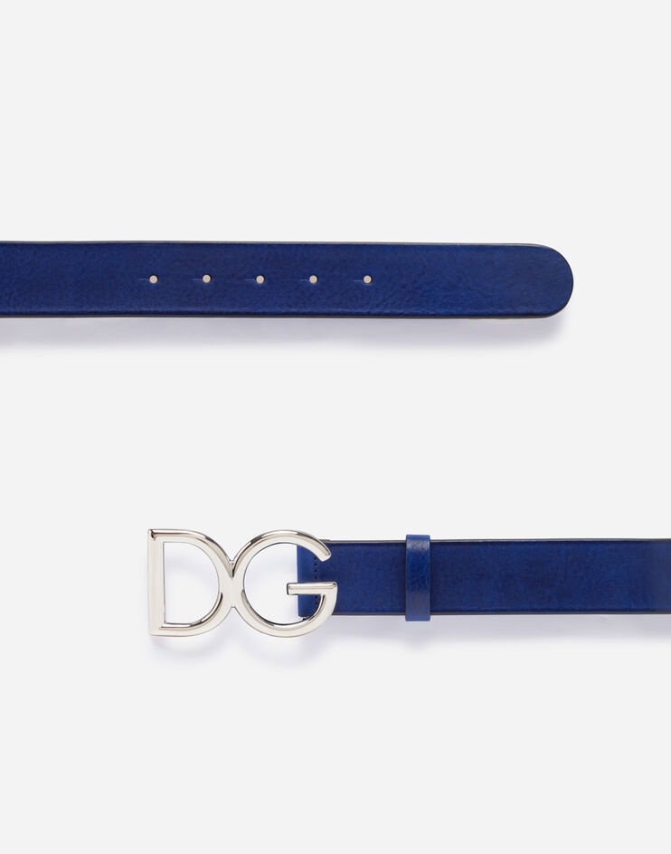 Tumbled leather belt with DG logo - 2