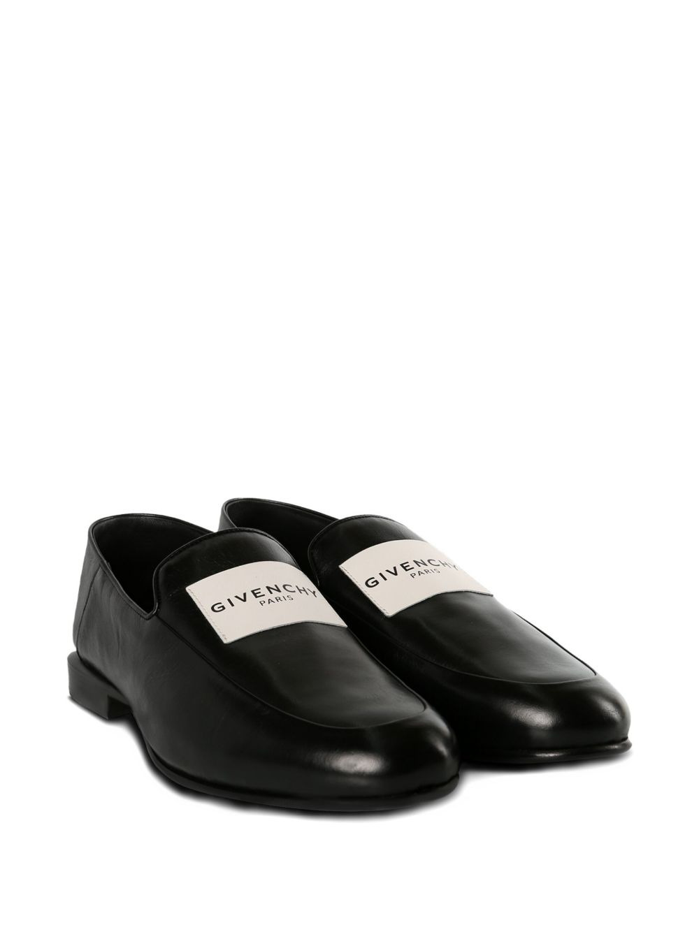logo-label leather loafers - 2