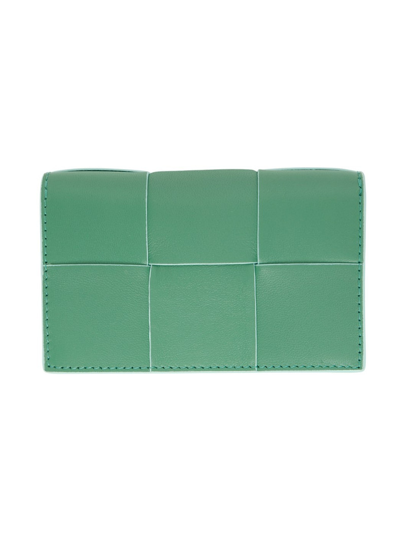 Bottega Veneta Green Intreccio Card Holder outlook
