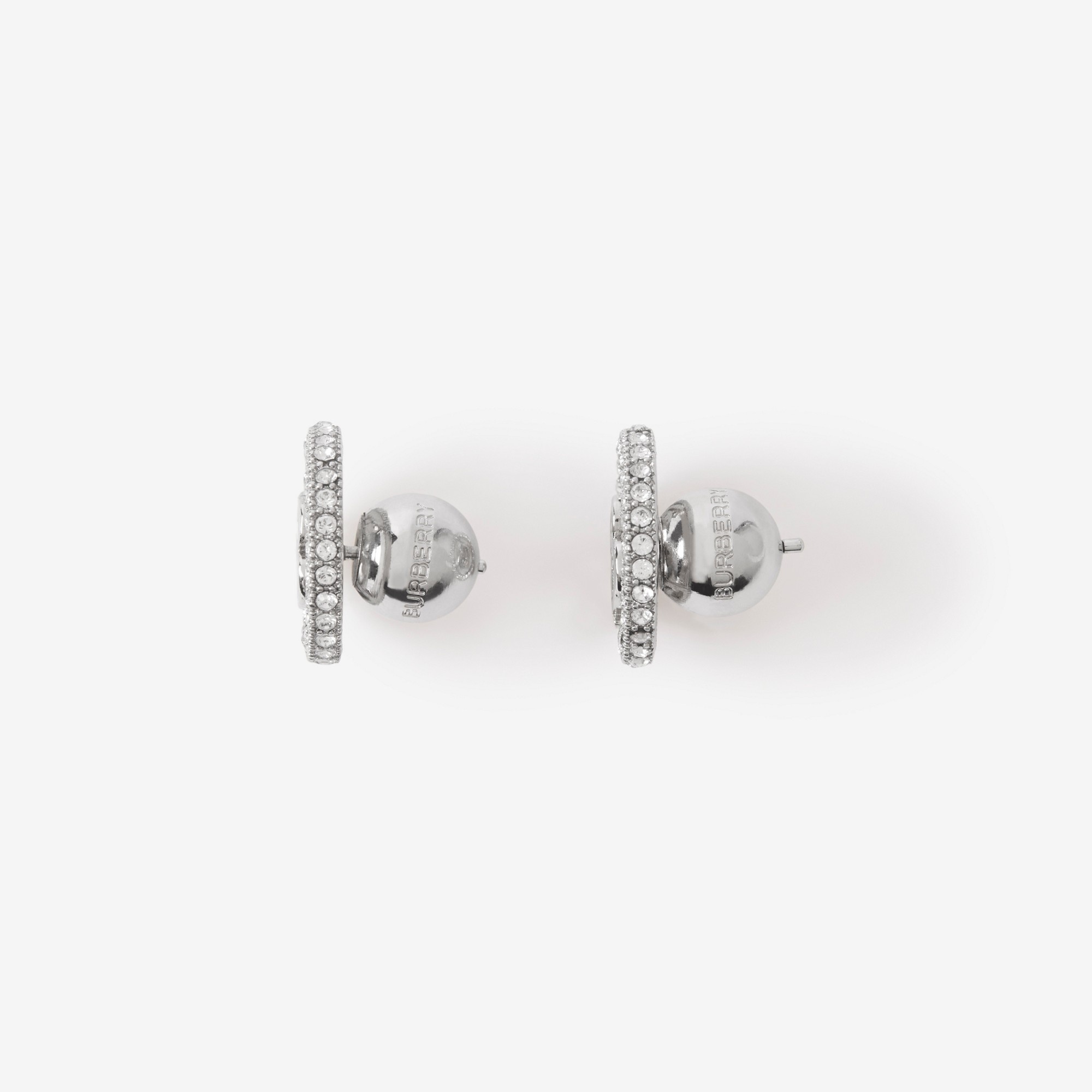 Crystal Detail Palladium-plated Monogram Motif Earrings - 3
