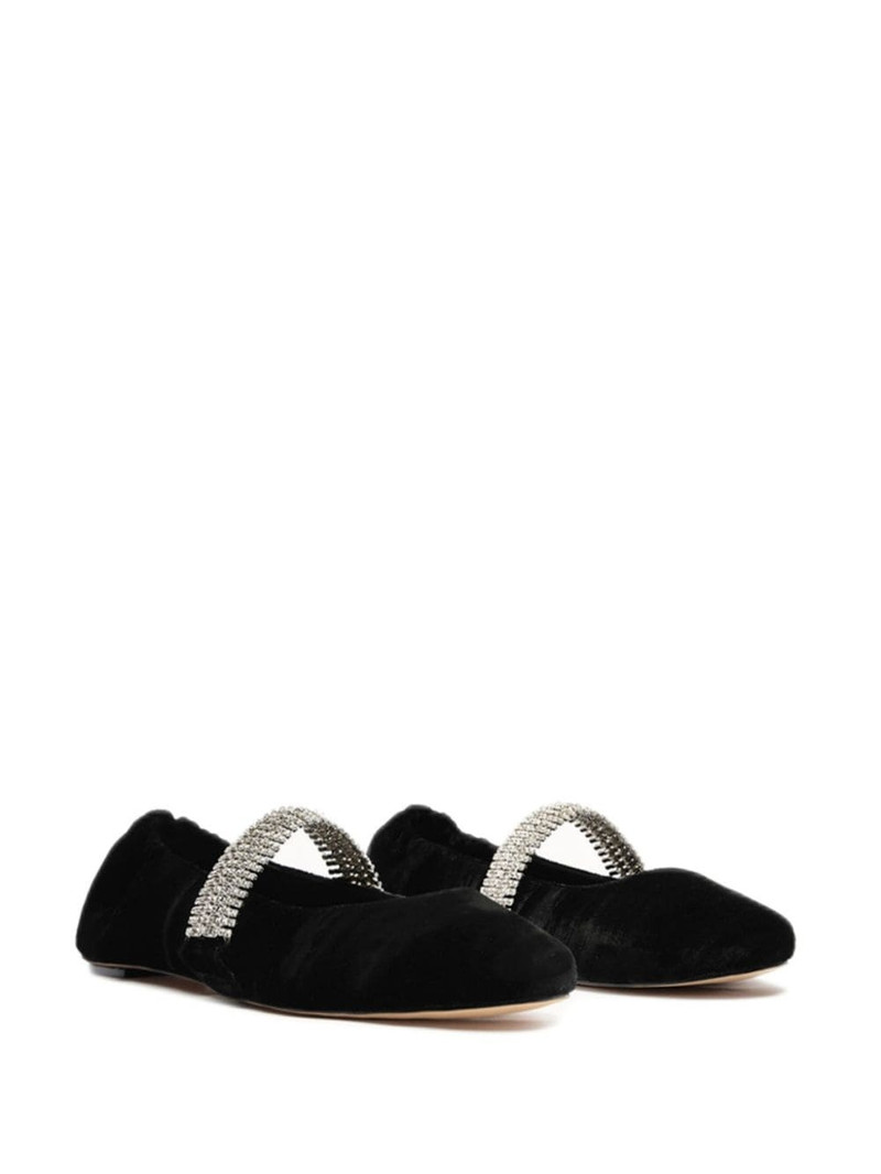 ALEXANDRE BIRMAN Camila crystal-strap velvet ballet pumps outlook