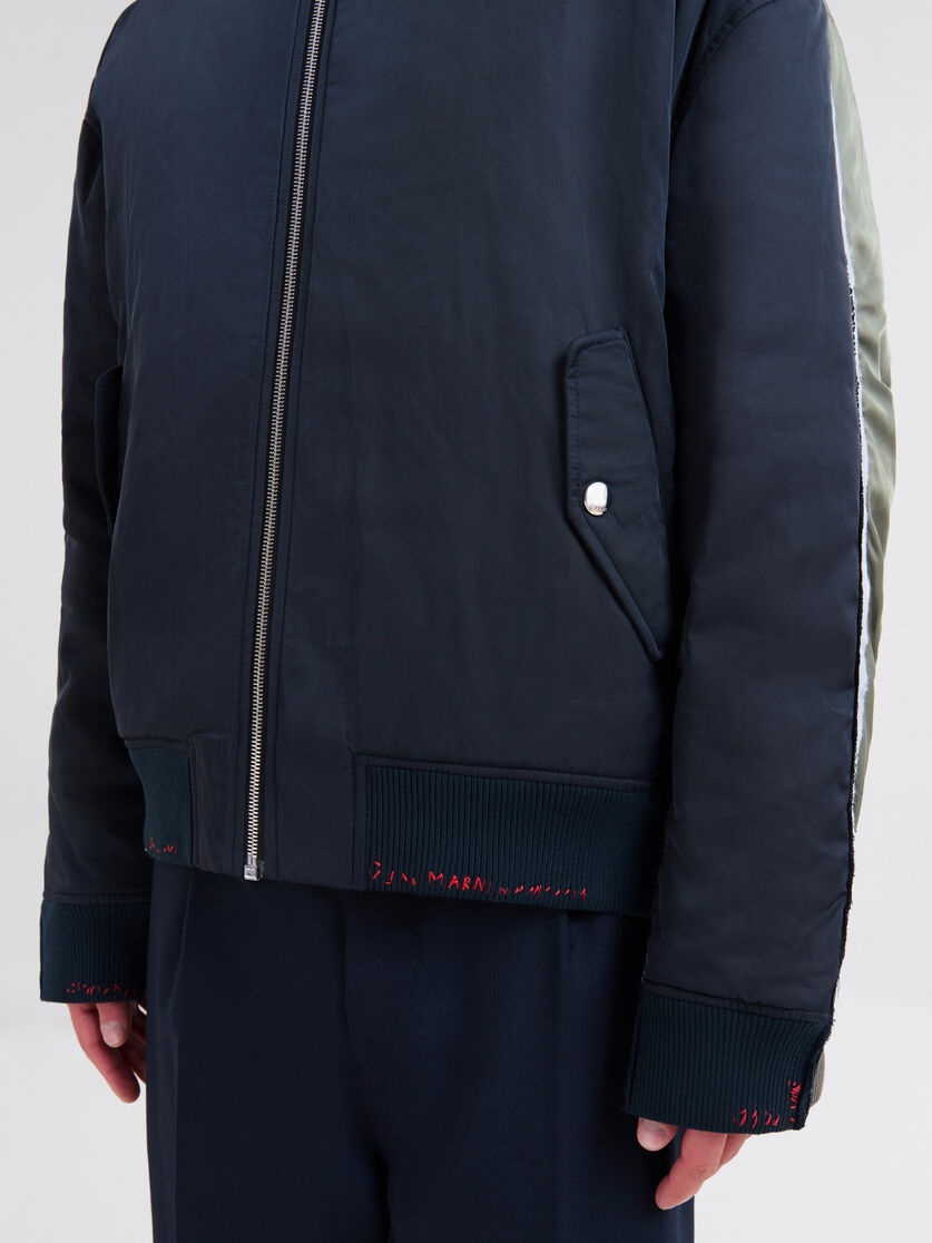 DEEP BLUE TWILL BOMBER JACKET WITH CONTRAST BACK - 5