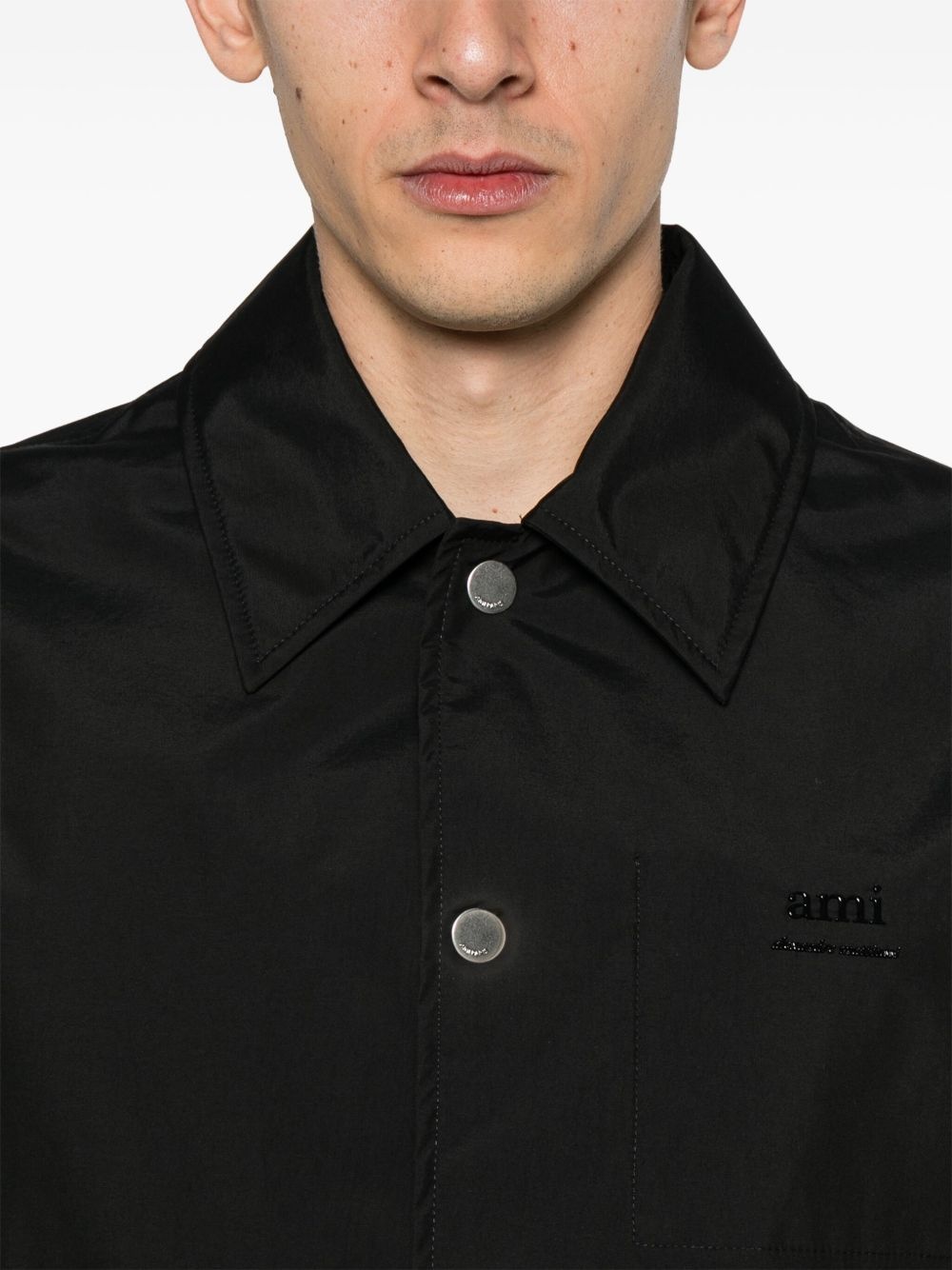 logo-lettering shirt jacket - 5