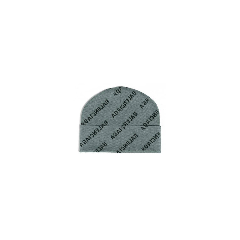 BALENCIAGA Mirror Mini Allover Logo Beanie in Grey outlook