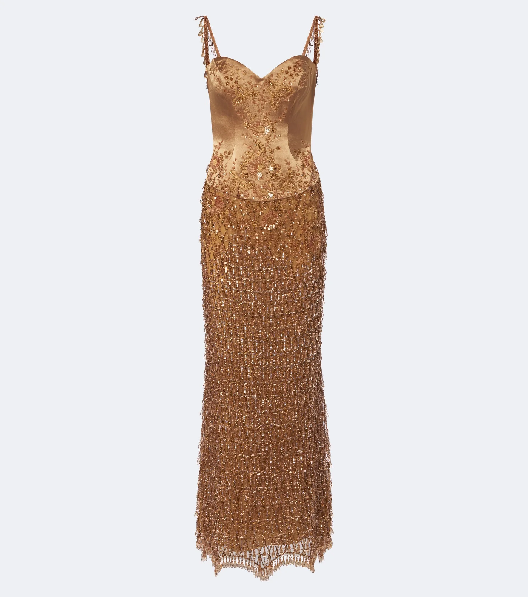 Embellished satin bustier gown - 1