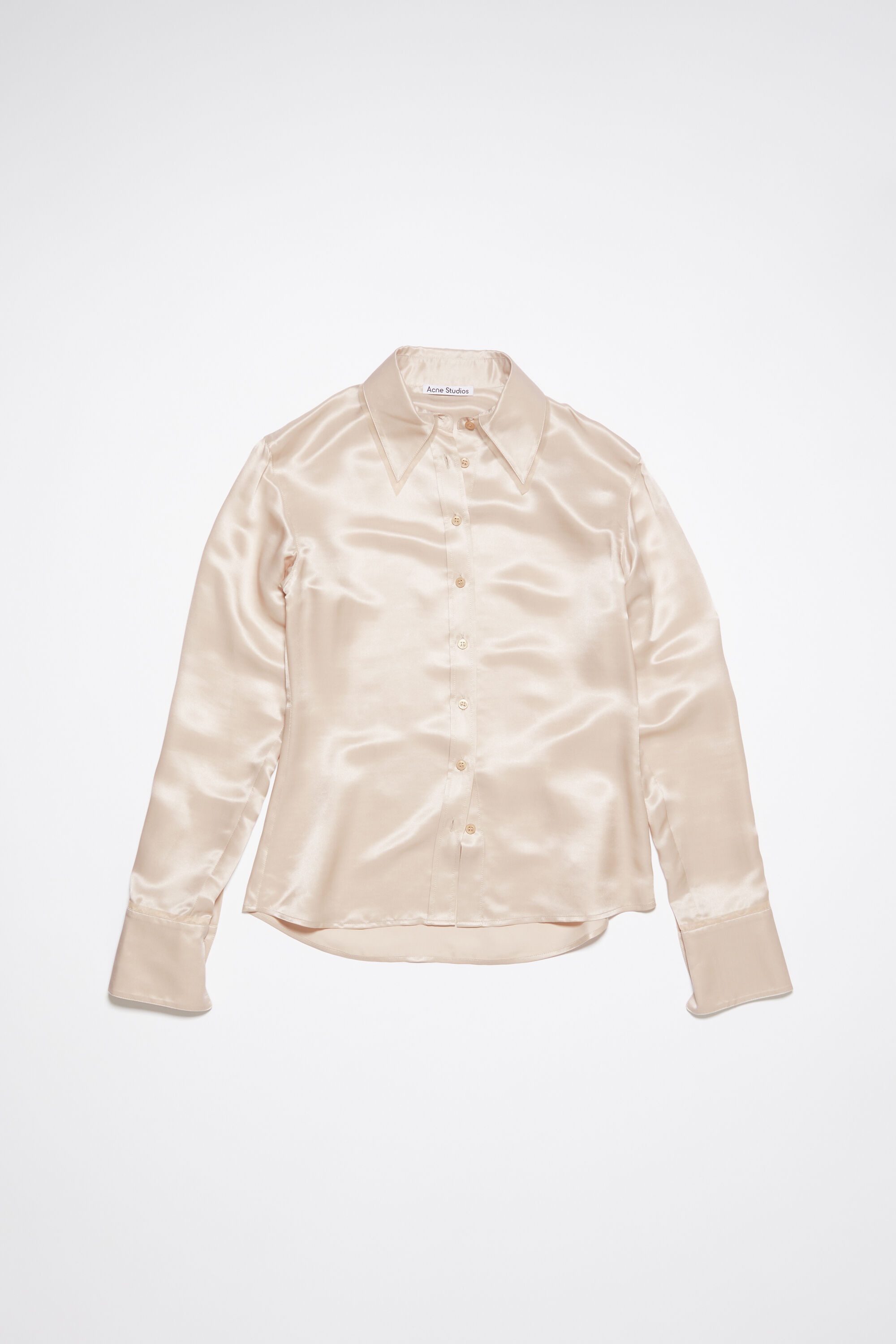 Silk blend button-up shirt - Pebble beige - 6