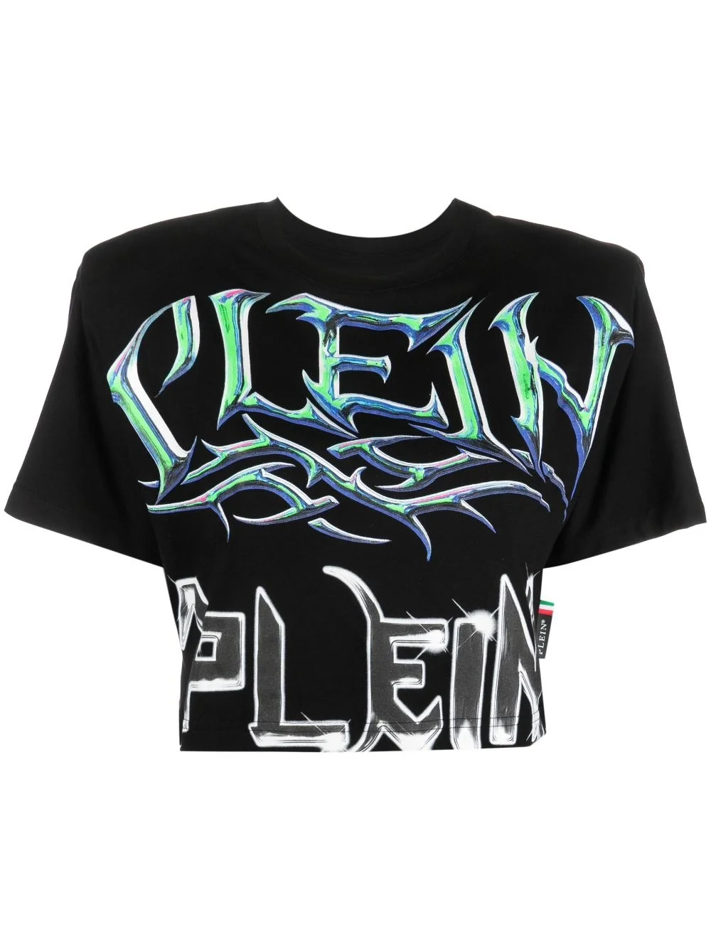 logo-print padded-shoulder T-shirt - 1