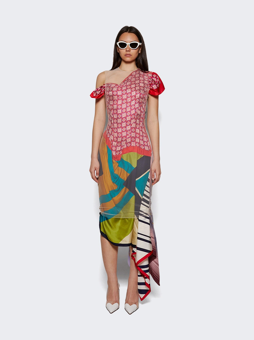 Regenerated Silk Scarves Long Fitted Dress Multicolor - 2