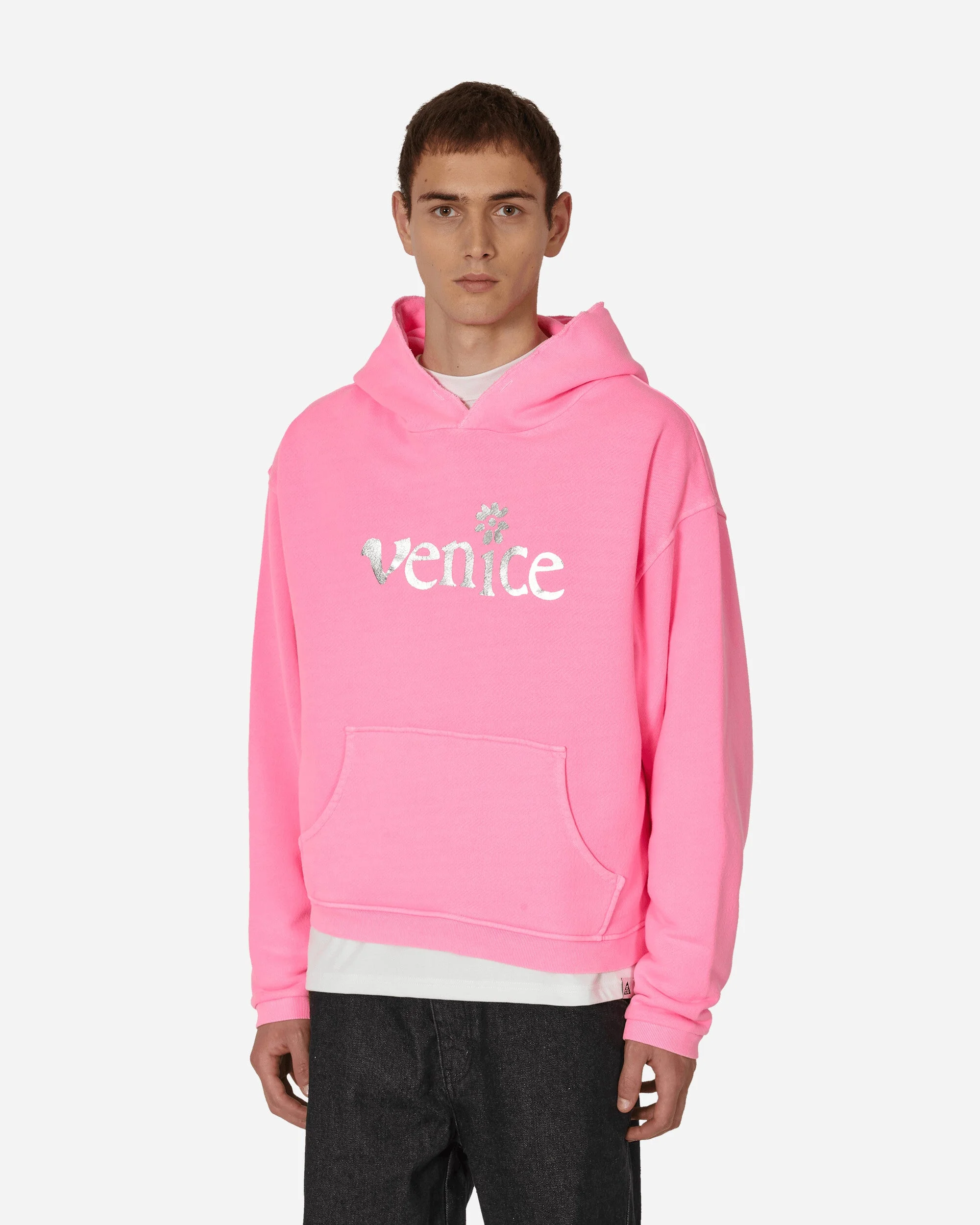 Silver Printed Venice Hooded Sweatshirt Pink - 1