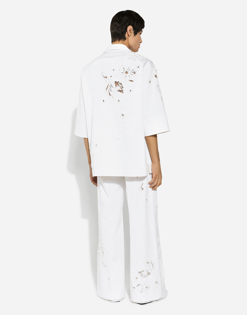 Stretch cotton pants with embroidery 3