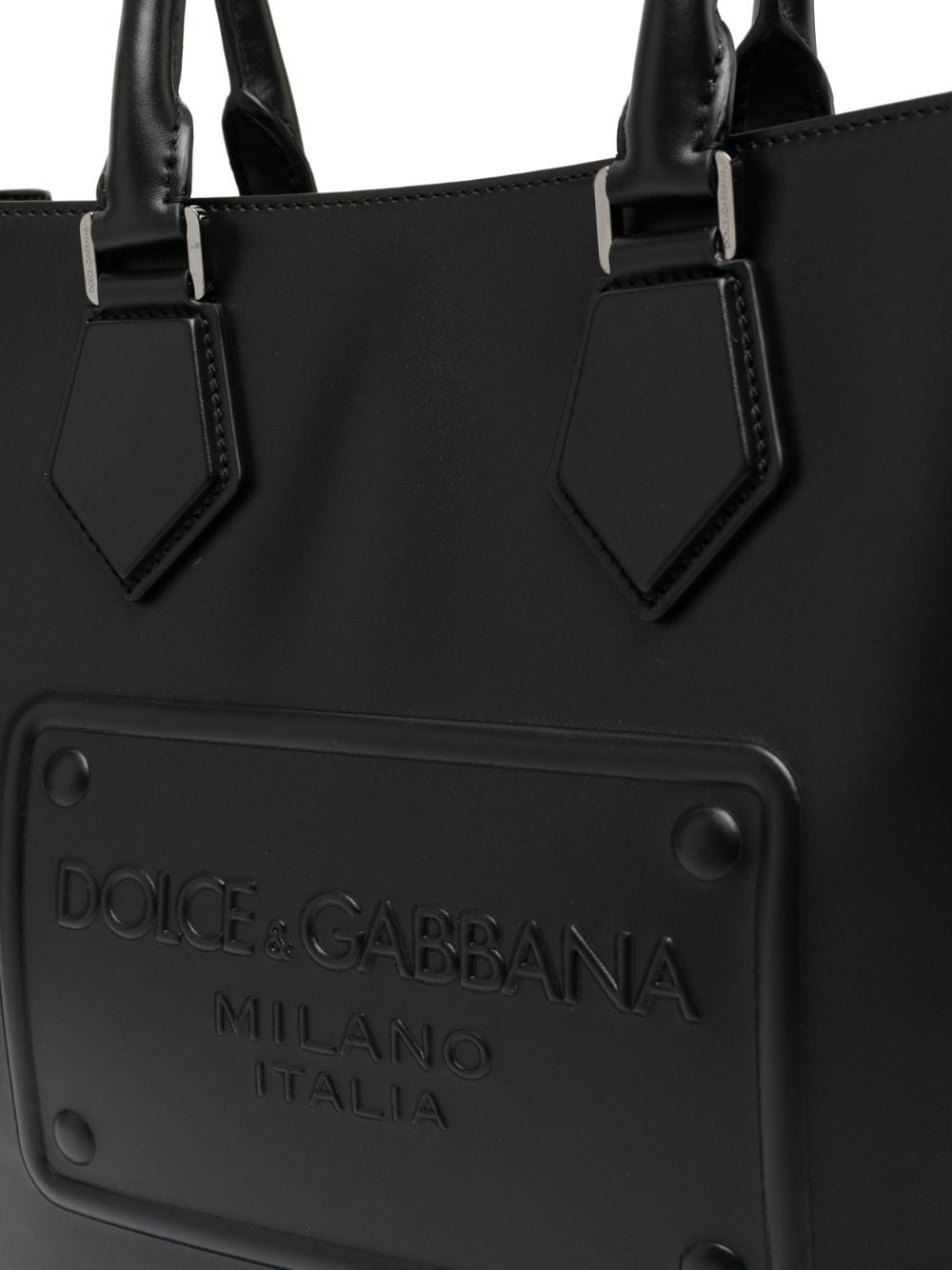 logo-embossed leather tote bag - 4