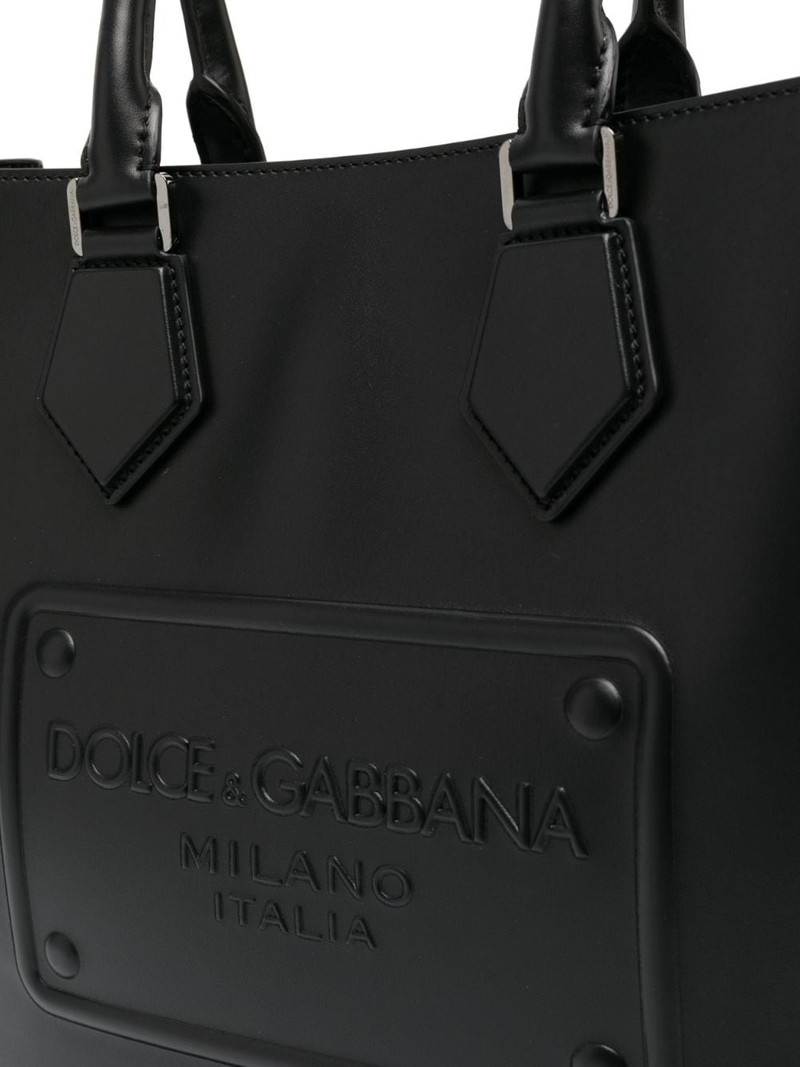 logo-embossed leather tote bag 4