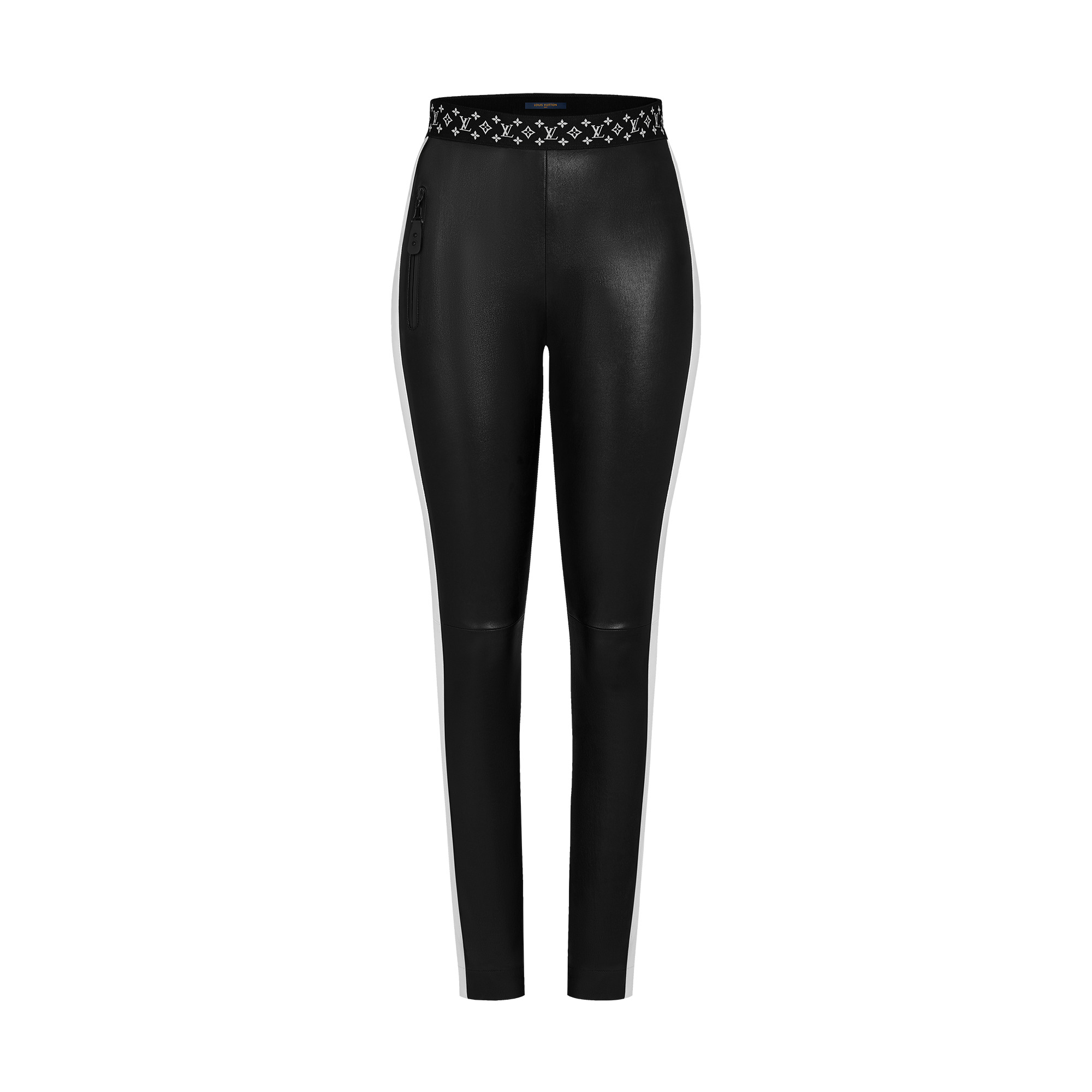 Contrast Accent Leather Leggings - 1