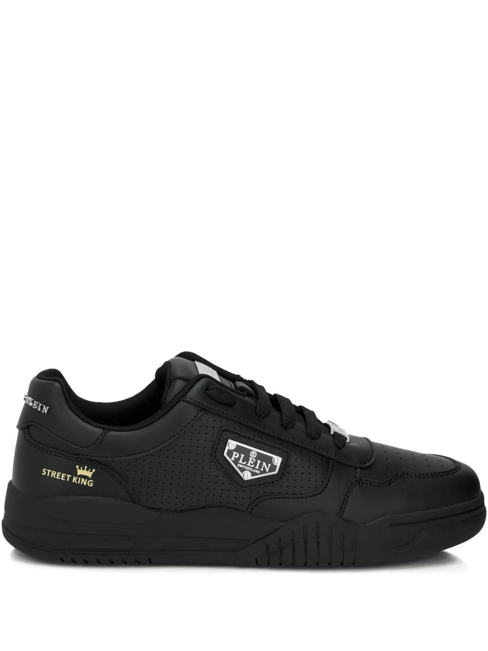 perforated logo plaque trainers - 1