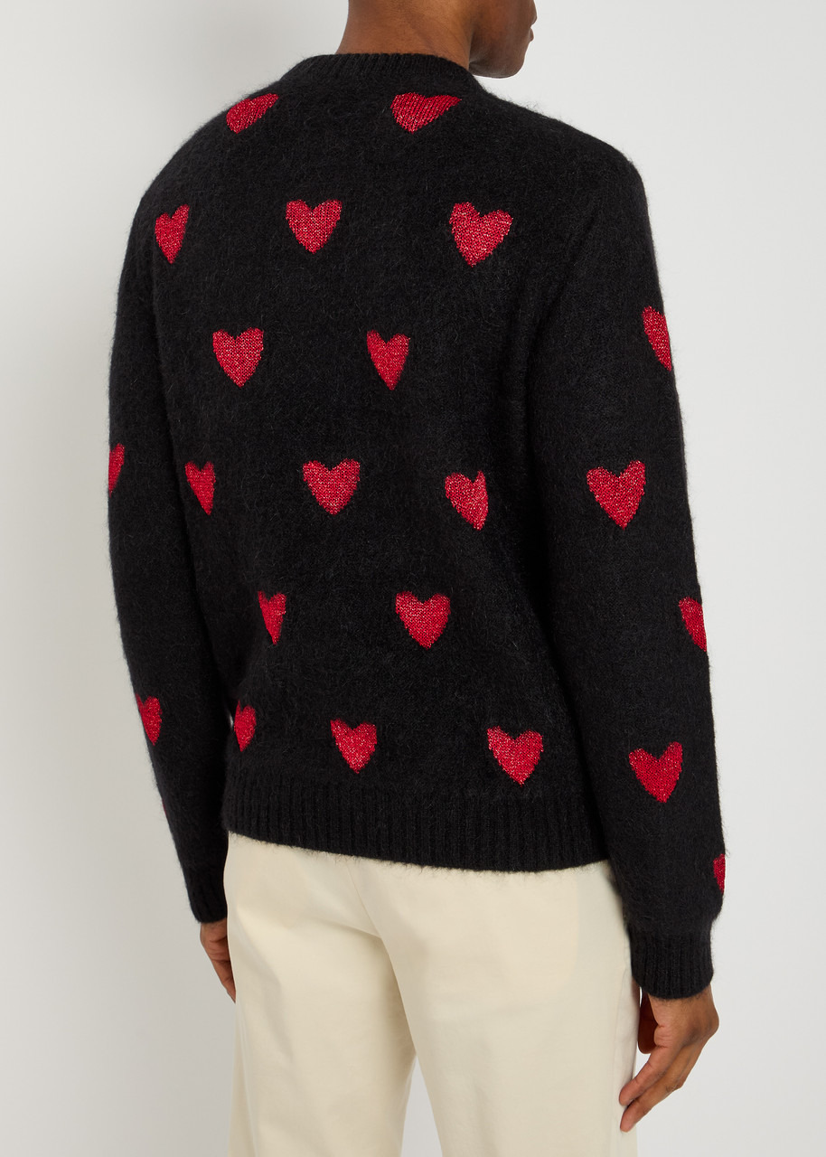 Valentino Garavani Heart-intarsia Metallic Brushed Knit Jumper - 3