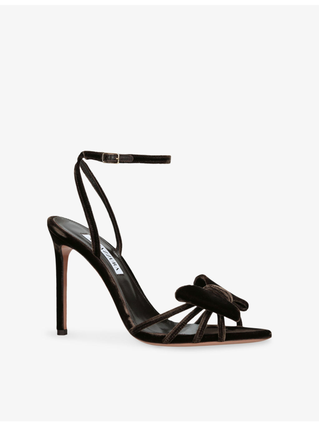 Black Tie Velvet Heeled Sandals - 3