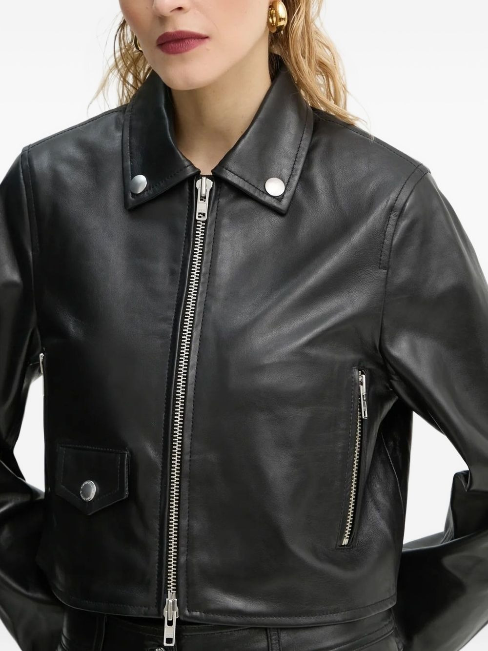 zip-fastening popper-detail jacket - 3