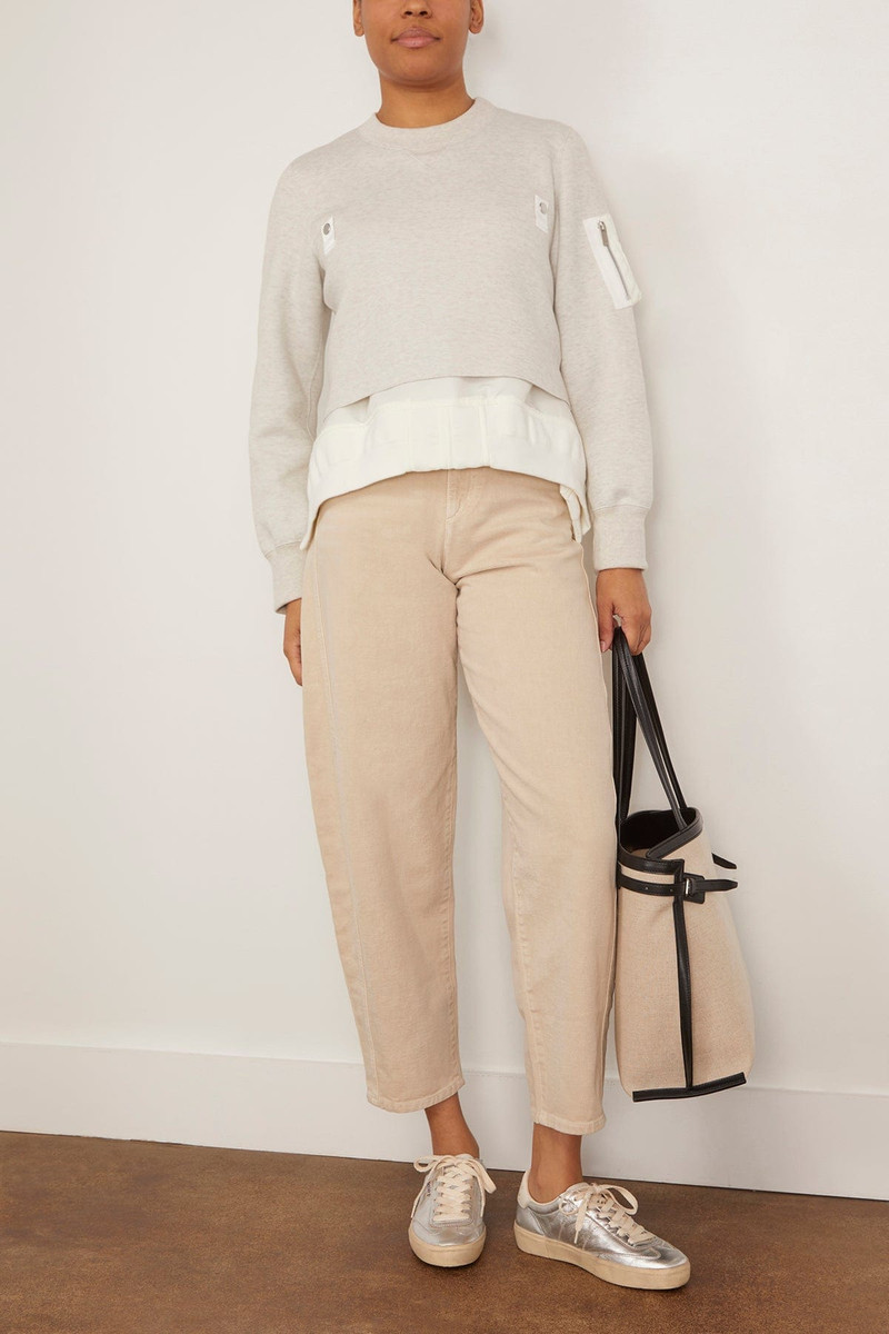 sacai Sponge Sweat Nylon Twill Pullover in Ecru/Off White outlook