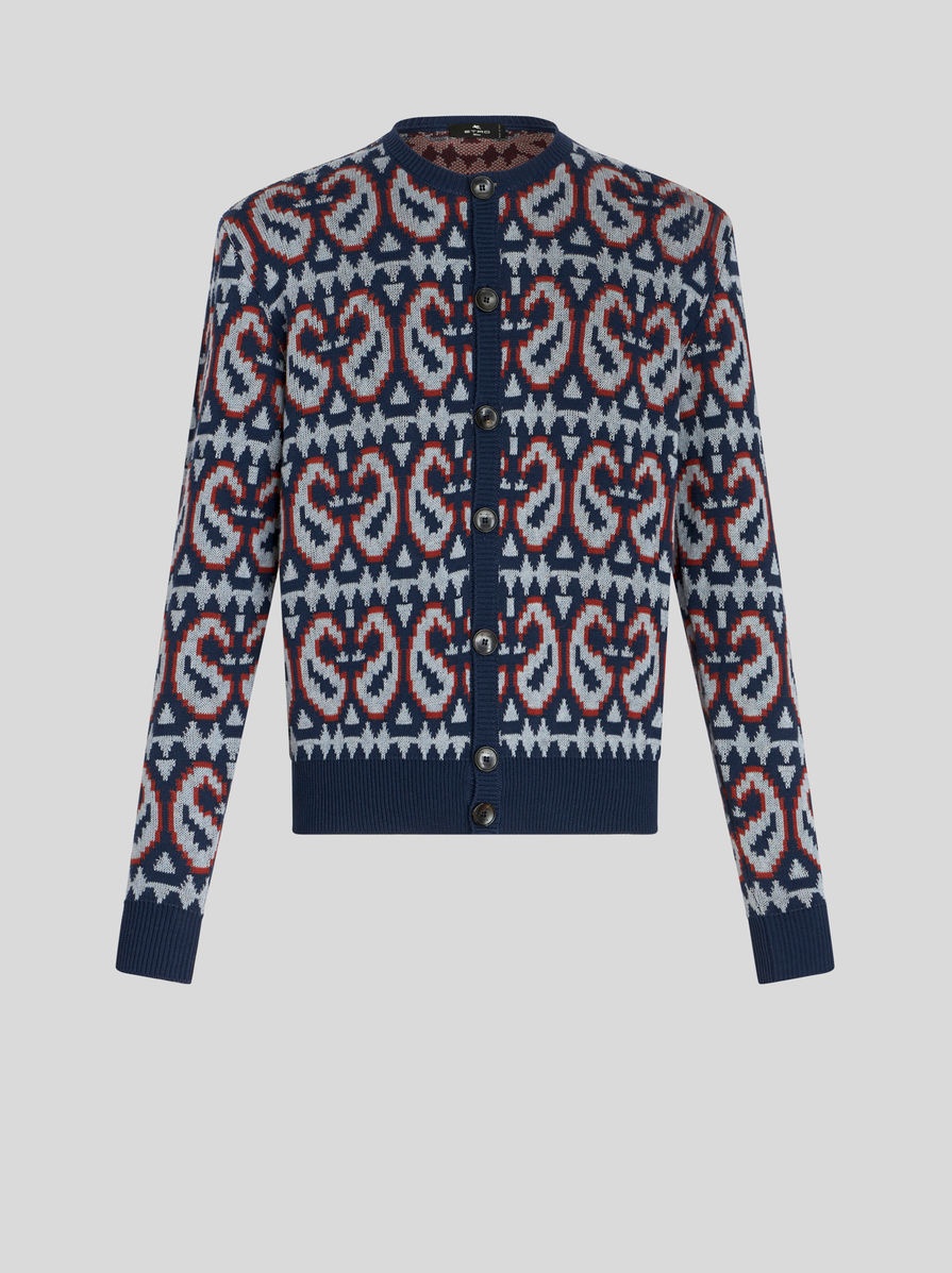 PAISLEY WOOL AND COTTON JACQUARD CARDIGAN - 1