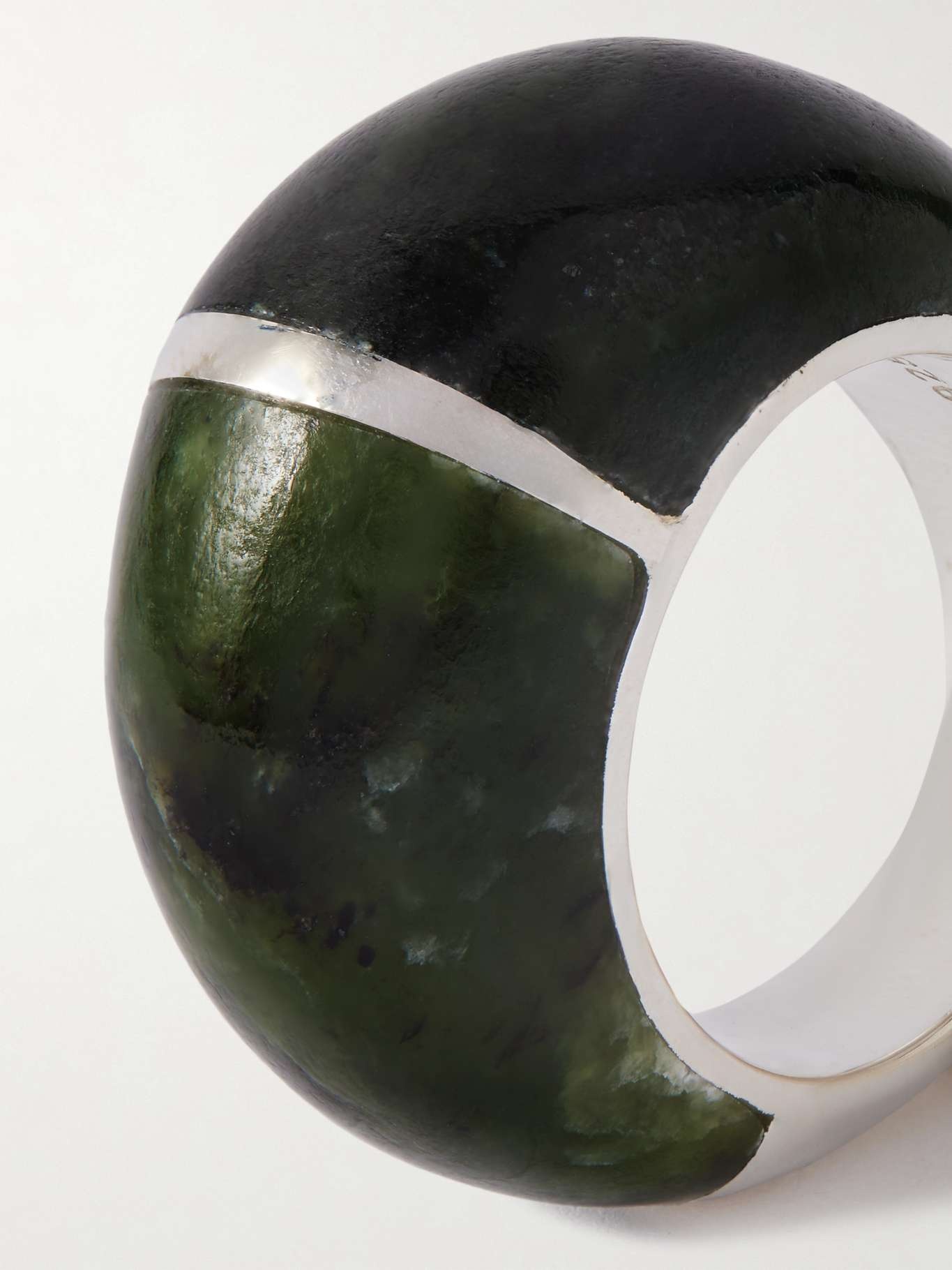 Division silver jade ring Black - 4