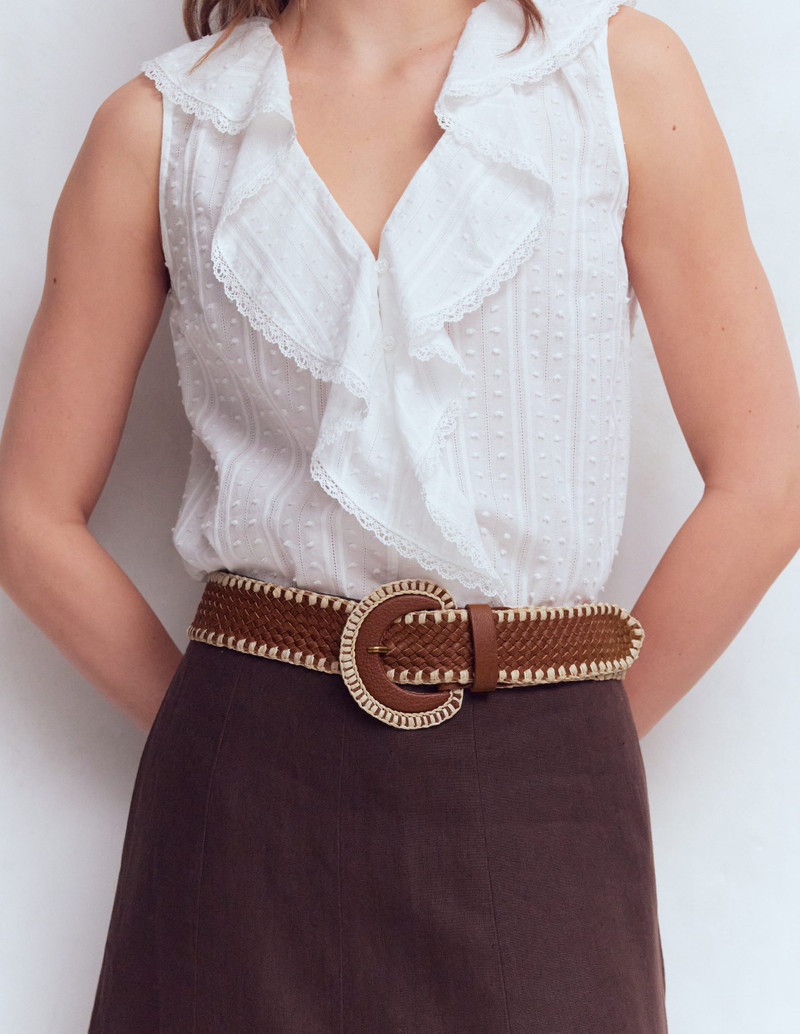 BODEN Woven Stitch Belt-Tan outlook