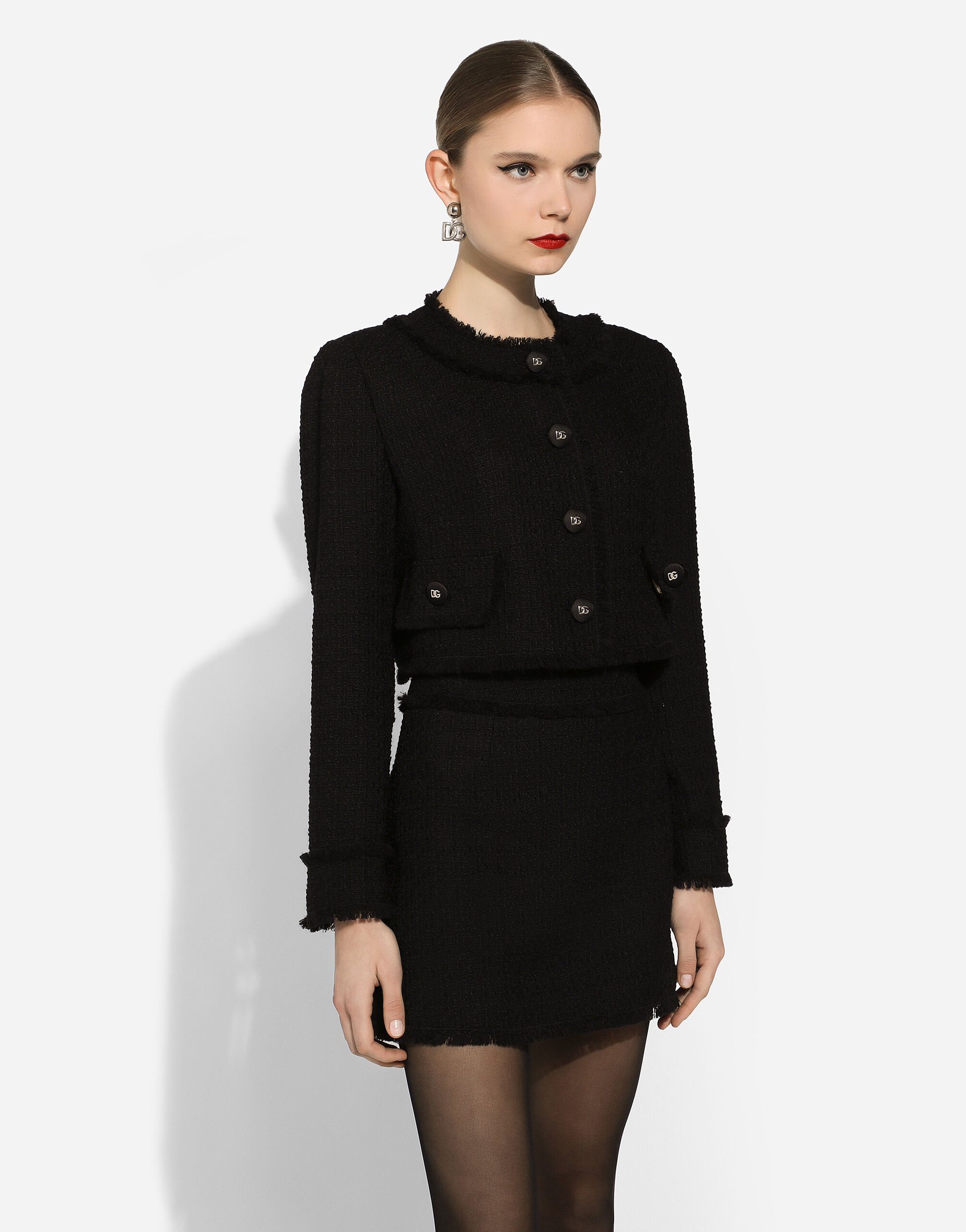 ジャケット Dolce&Gabbana SHORT RASCHEL TWEED JACKET Short raschel tweed jacket in Pink for Women | Dolce&Gabbana® US