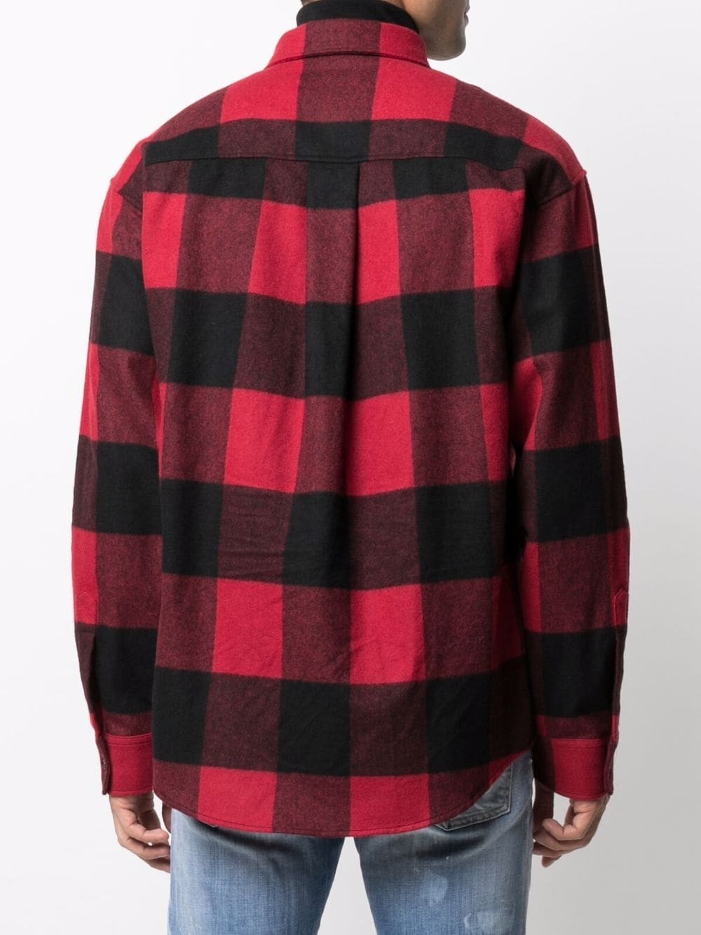 plaid-check logo-print shirt - 4