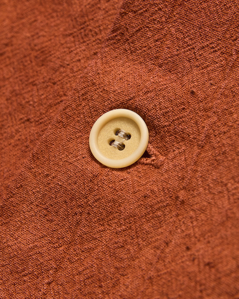 "Amami Mud-Dyed" Cotton-Linen Shirt in Brown 6