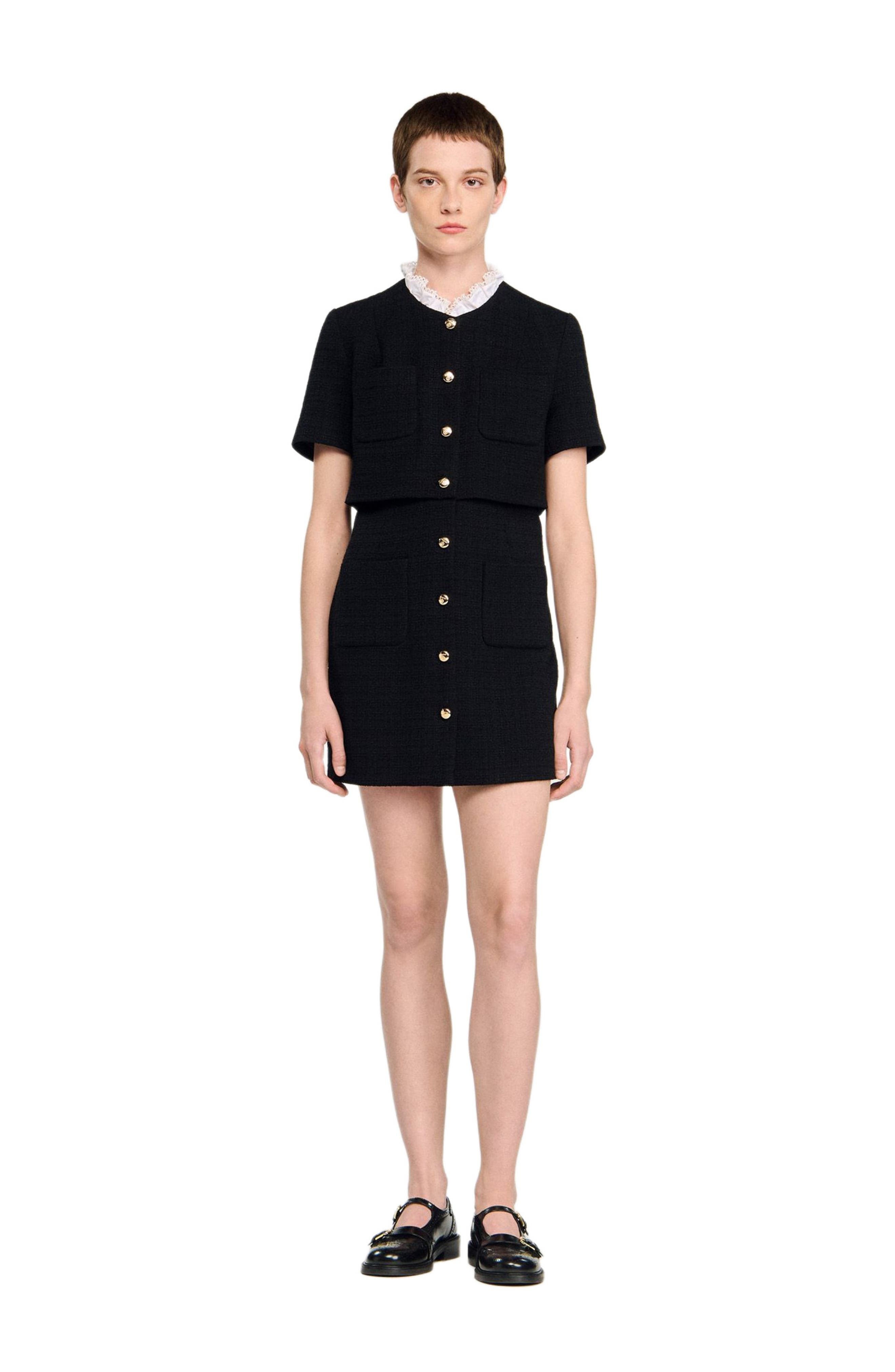 SANDRO Short dress with detachable collar in Black at Nordstrom - 2