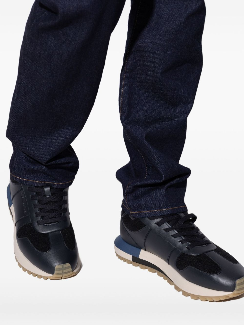 leather panelled sneakers - 5