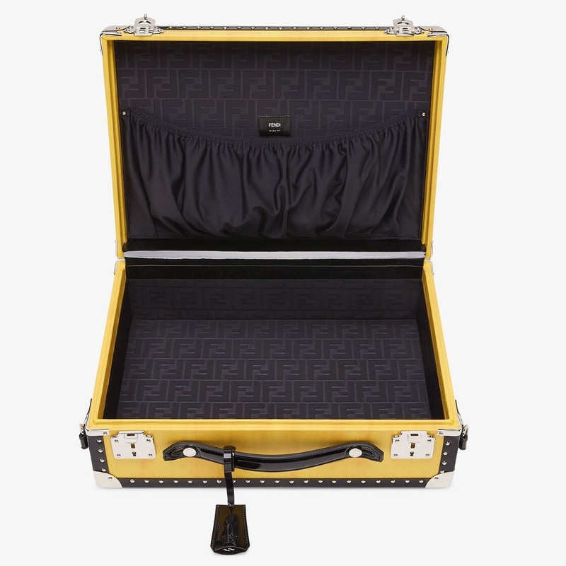 Yellow leather suitcase 4