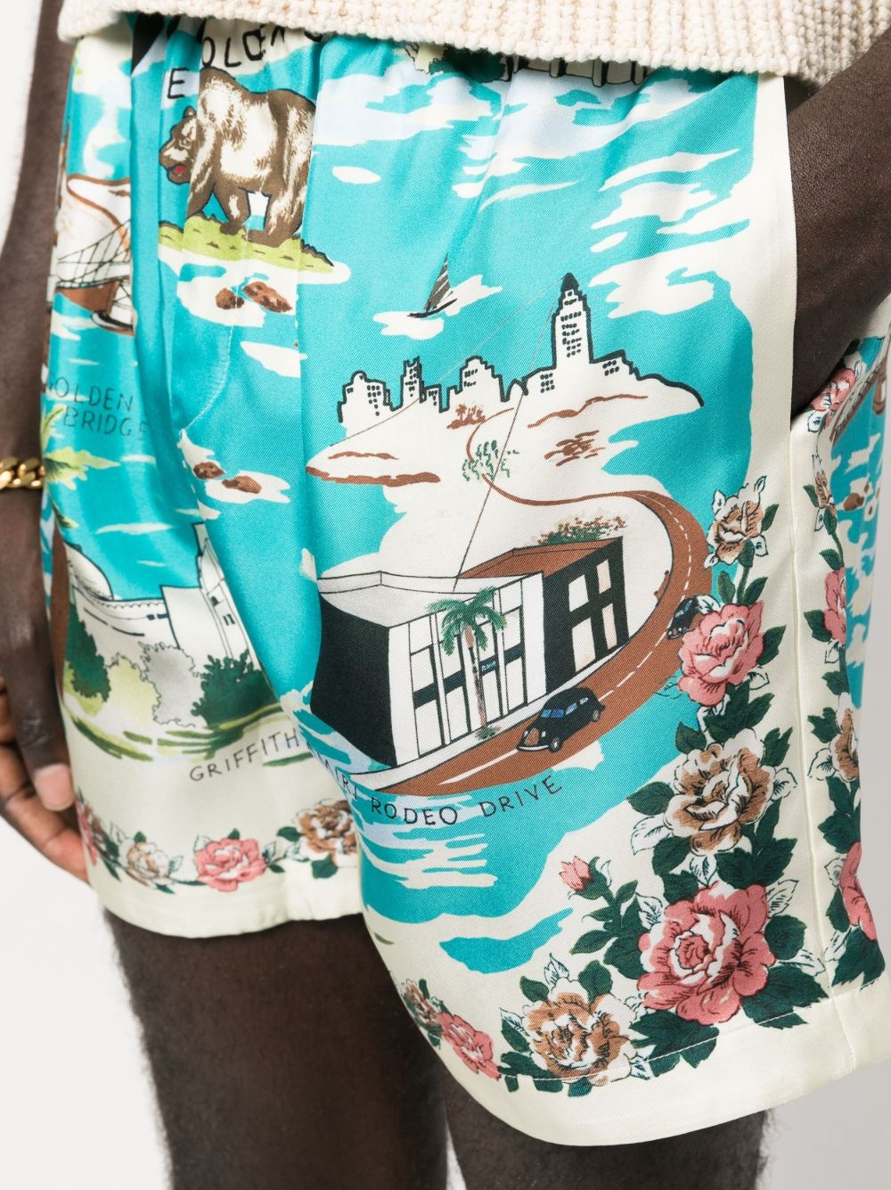 graphic-print silk shorts - 5