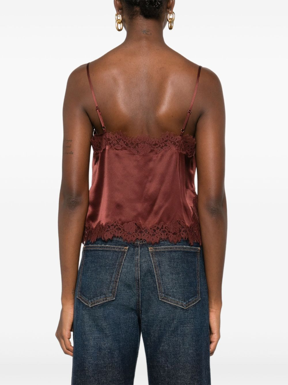 lace-trimmed satin top - 4