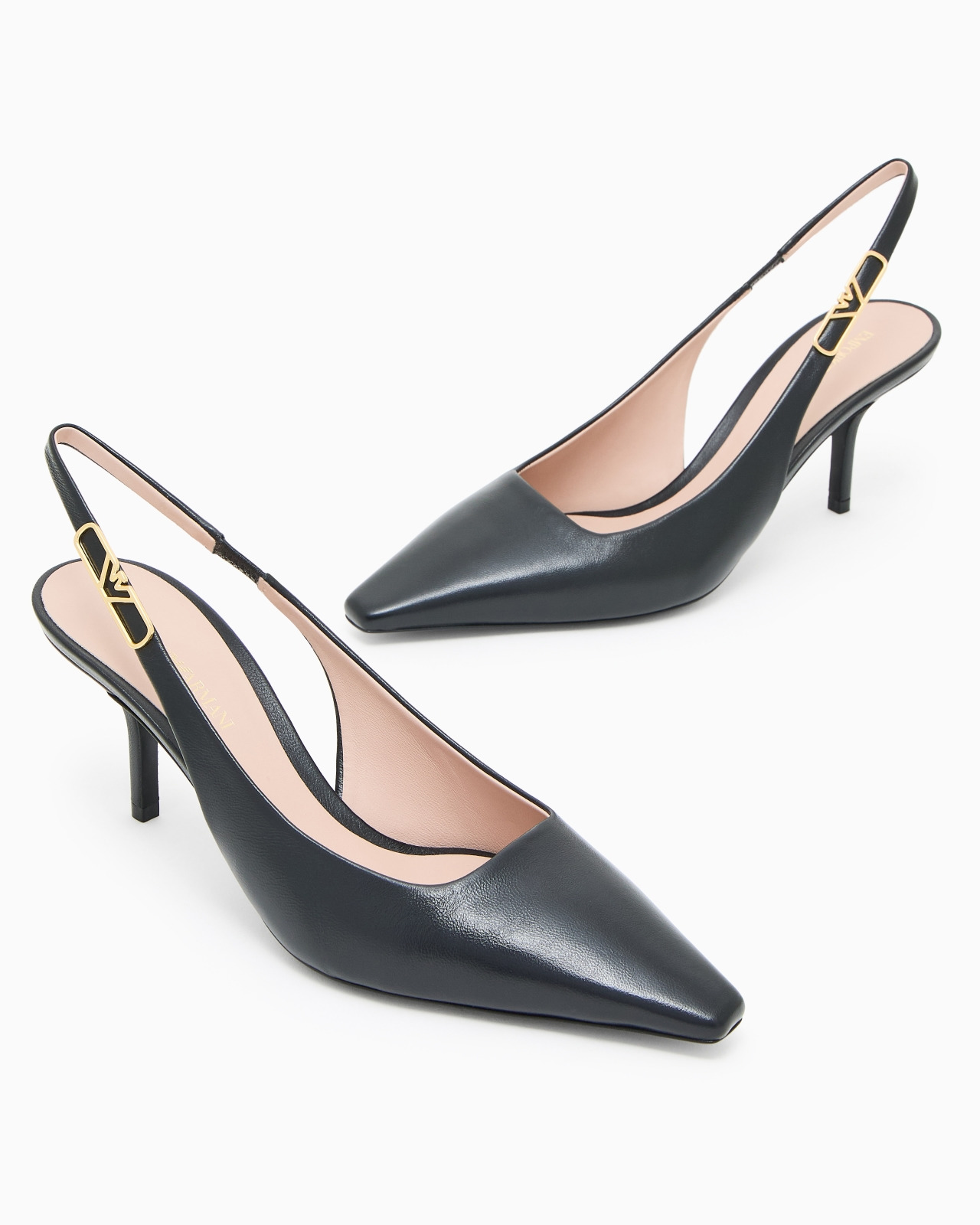 Nappa-leather slingback court shoes with eagle plate - 5