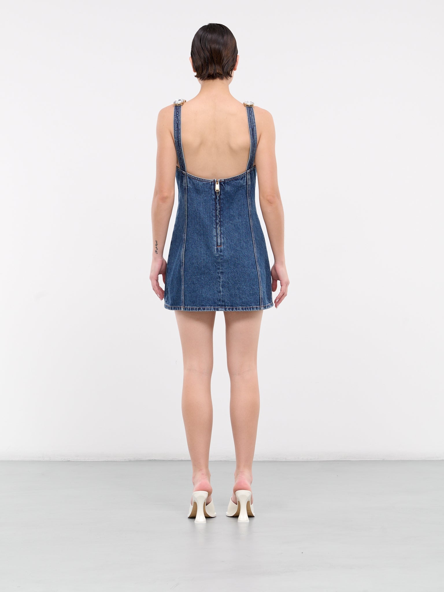 Jumbo Crystal Denim Mini Dress - 3
