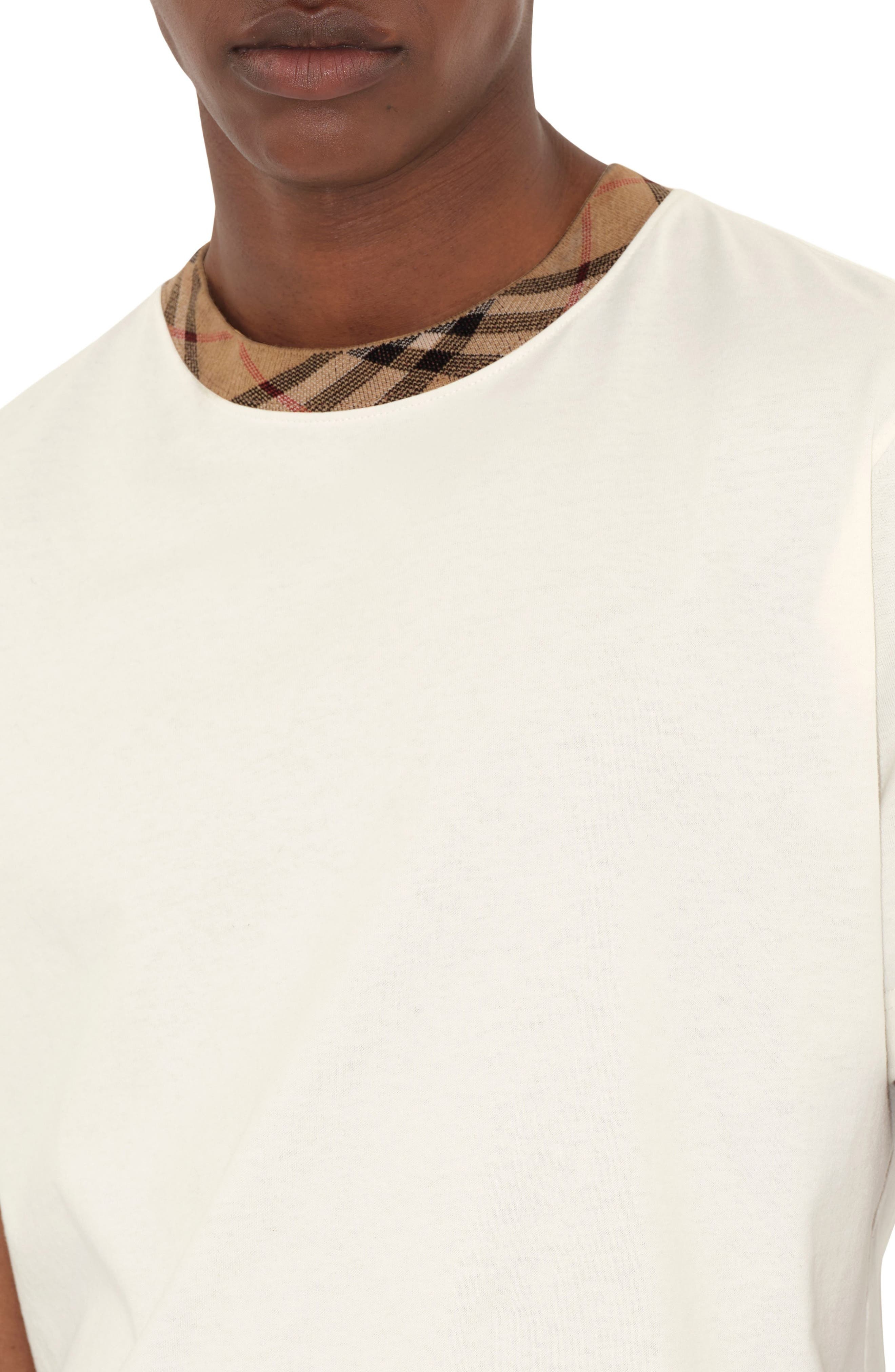burberry Check Trim T-Shirt in Chalk at Nordstrom - 4
