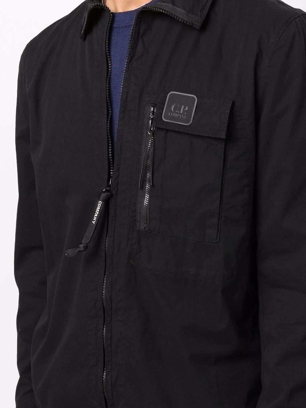 zip logo patch jacket - 5