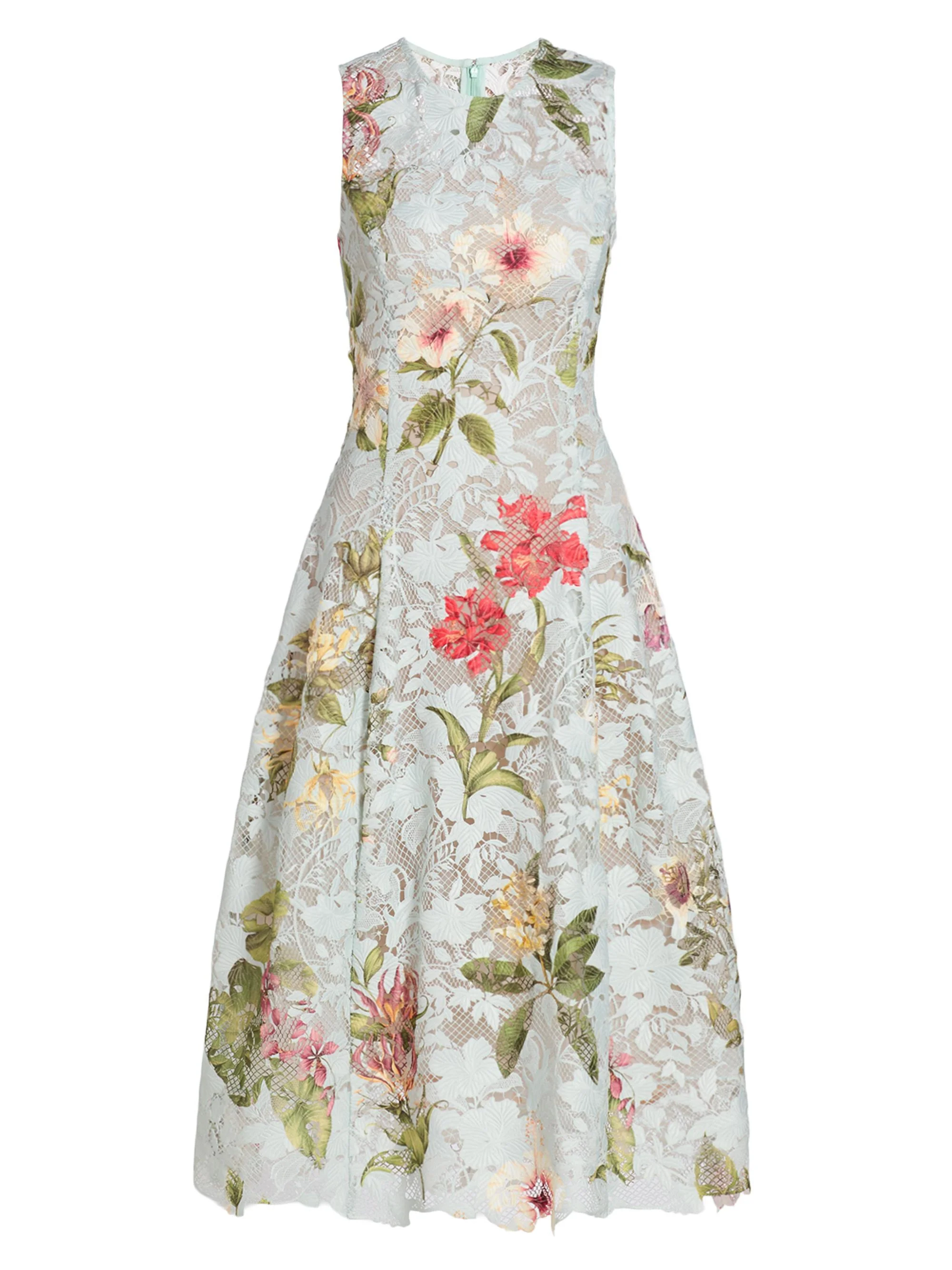 Women's Floral-Print Lace Midi-Dress - Salt Water Multi - 1
