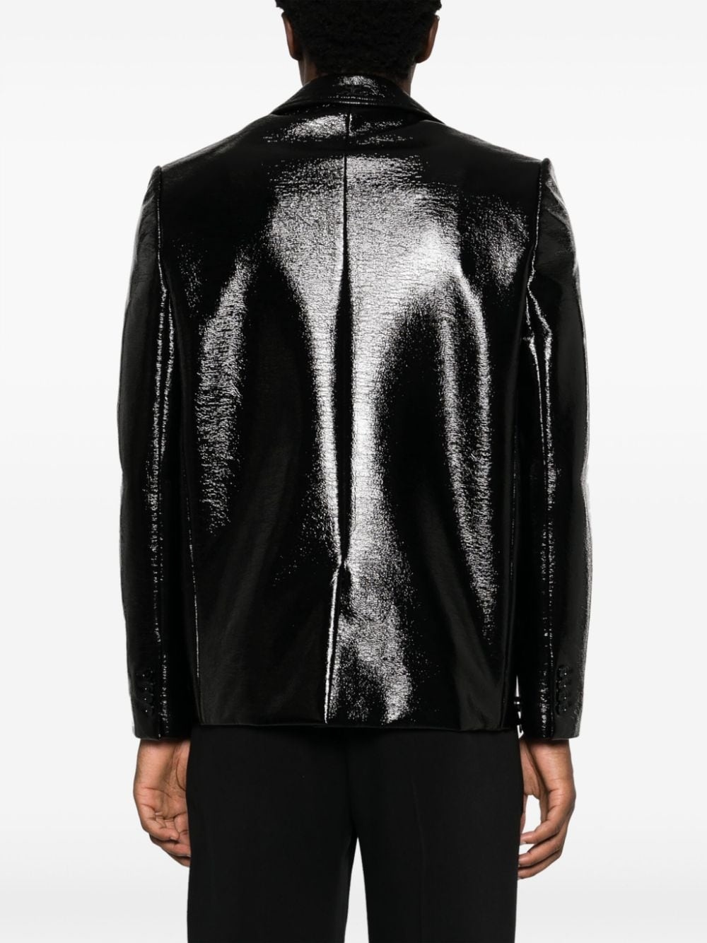 zip-detail patent-finish blazer - 4