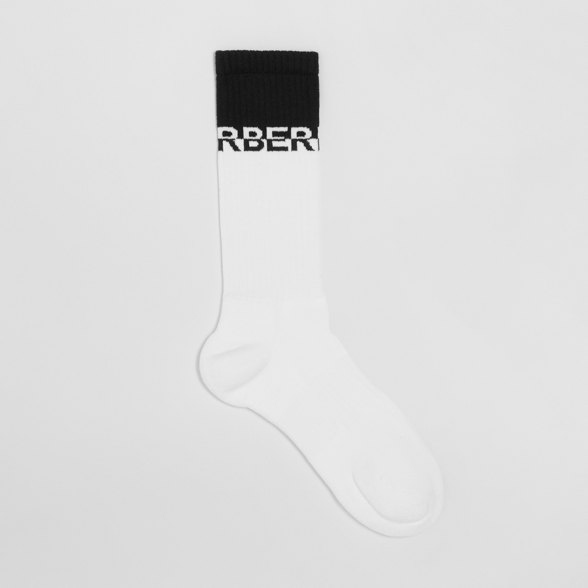Logo Intarsia Technical Stretch Cotton Socks - 1