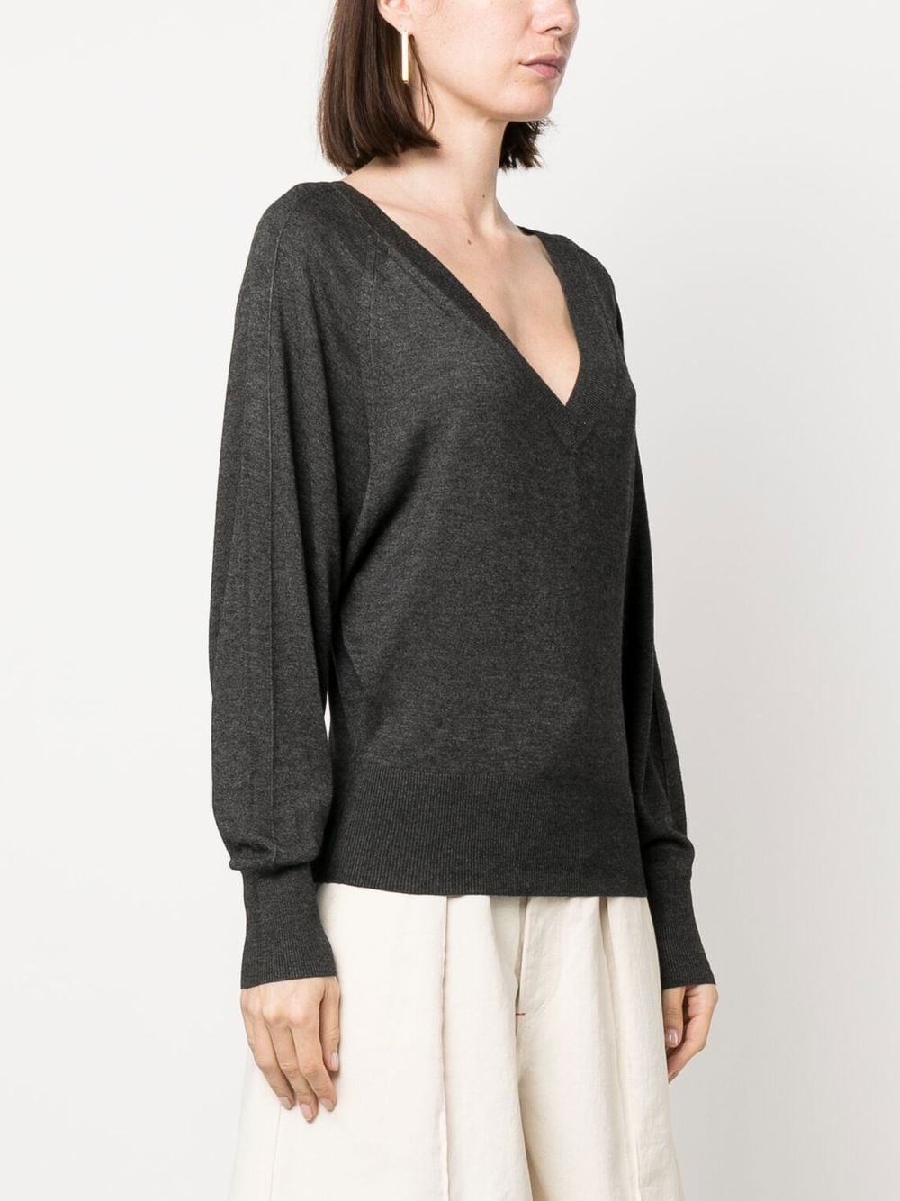 v-neck fine knit - 3