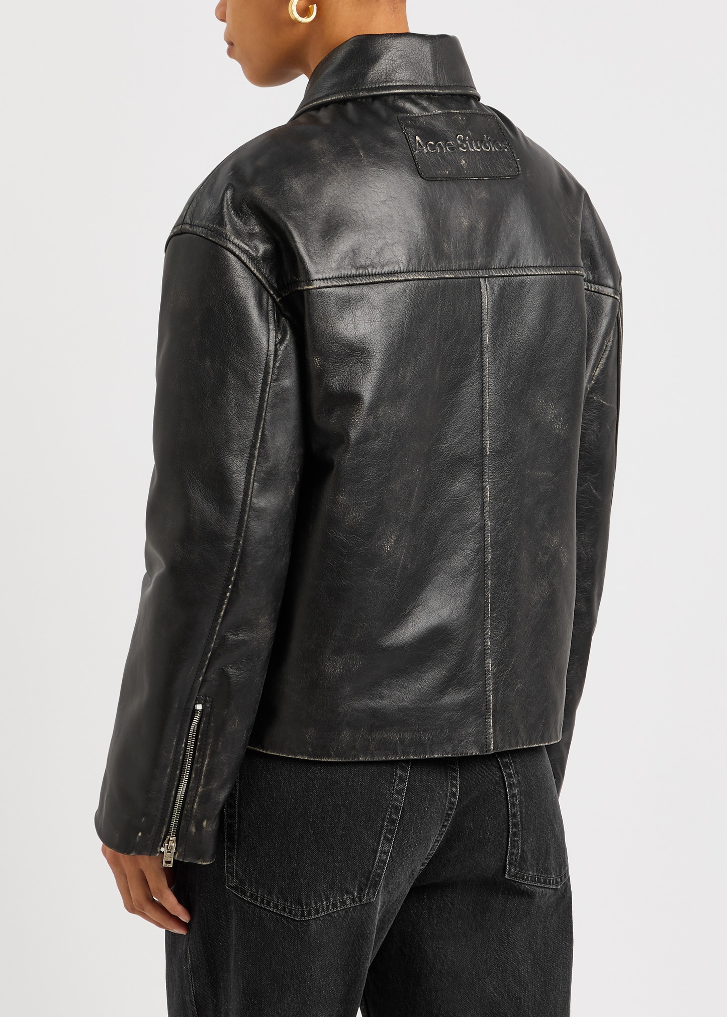 Distressed leather jacket - 3