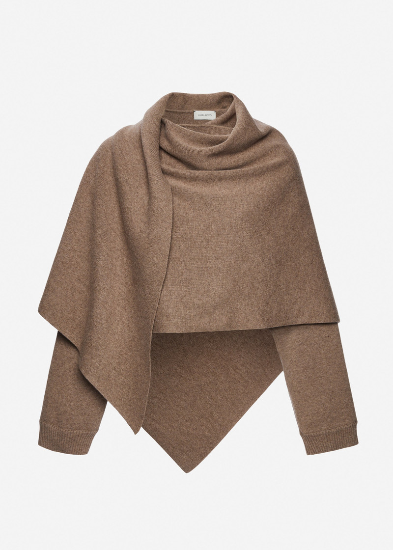 Poncho sweater in beige 1