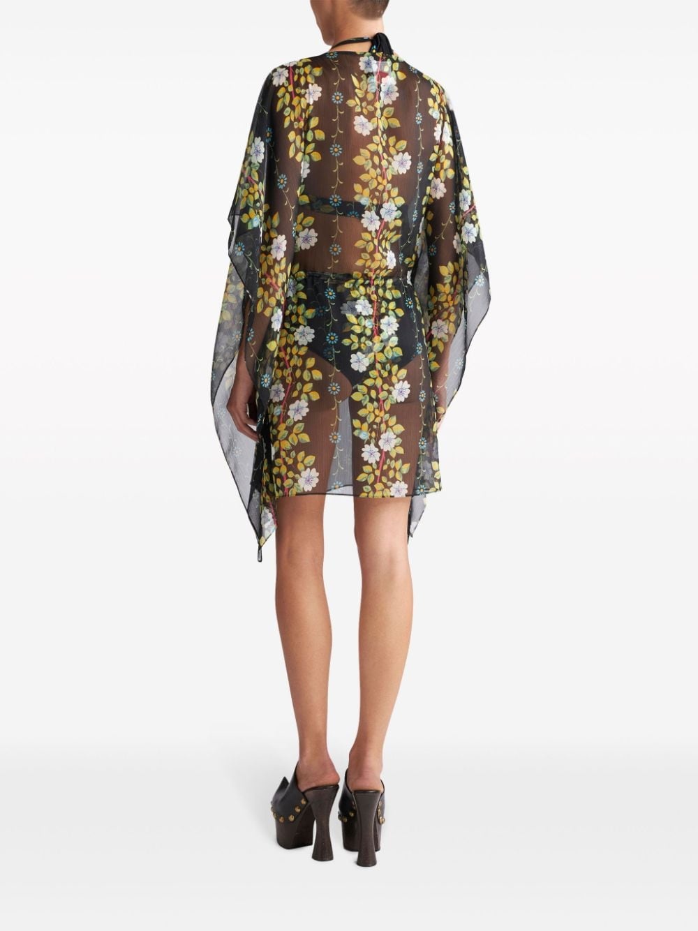 floral-print kaftan minidress - 3